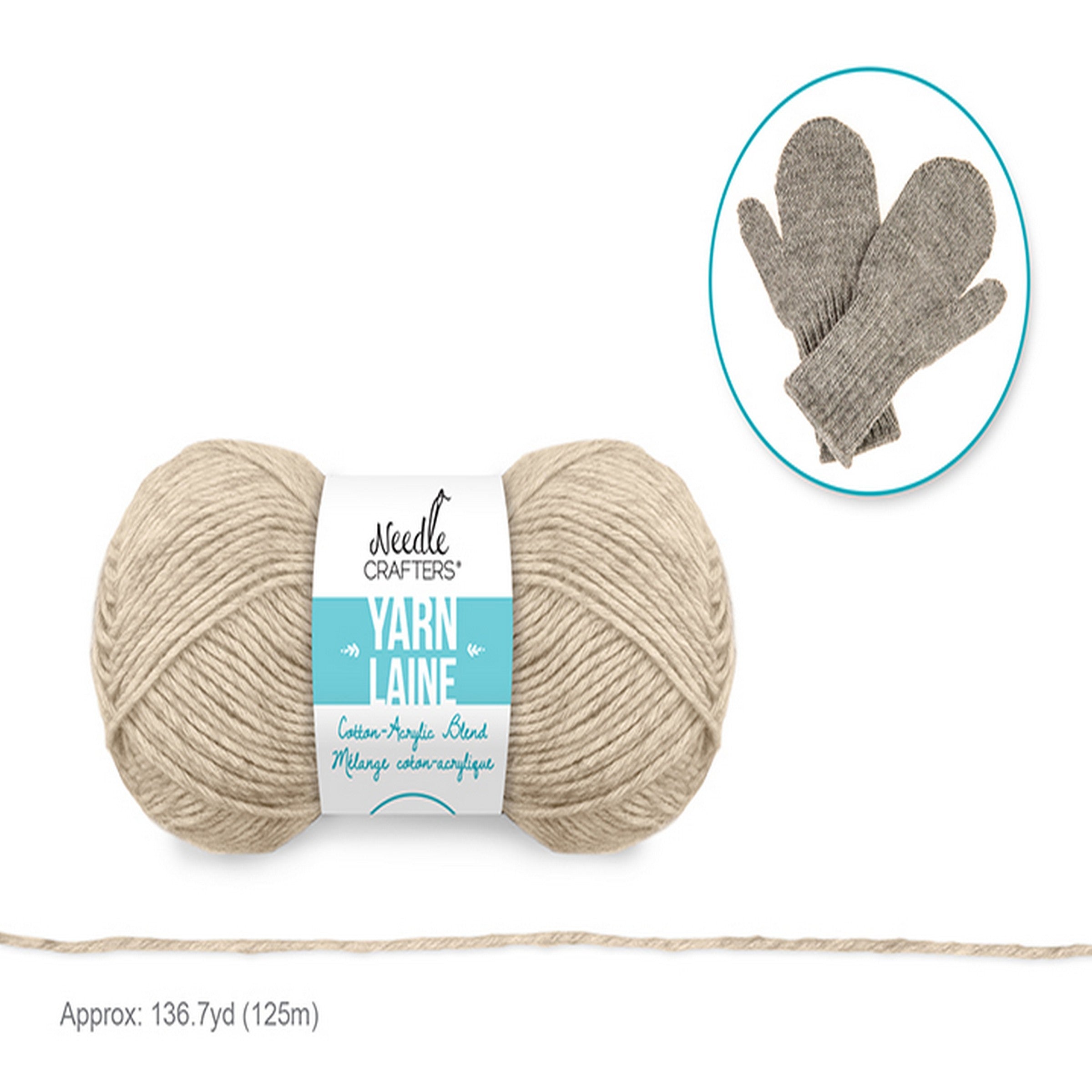 Needle Crafters Cotton/Acrylic Blend Yarn - Beige 136.7yd (125m)