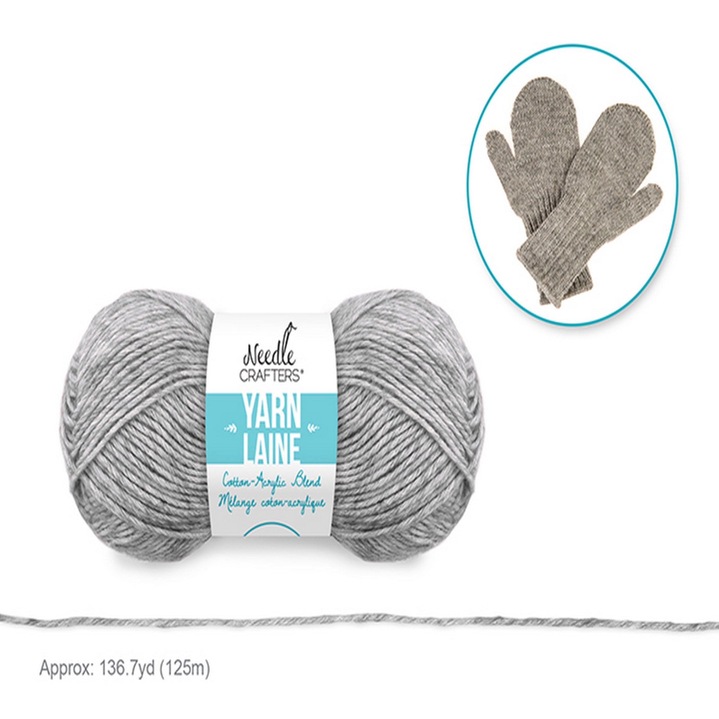 Needle Crafters Cotton/Acrylic Blend Yarn - Grey 136.7yd (125m)