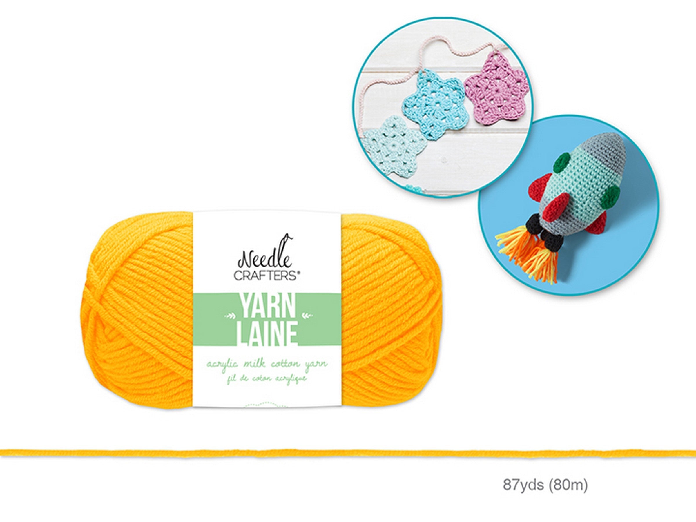 Needle Crafters Milk Cotton Yarn Golden Yellow 100% Acrylic 87yds (80m)