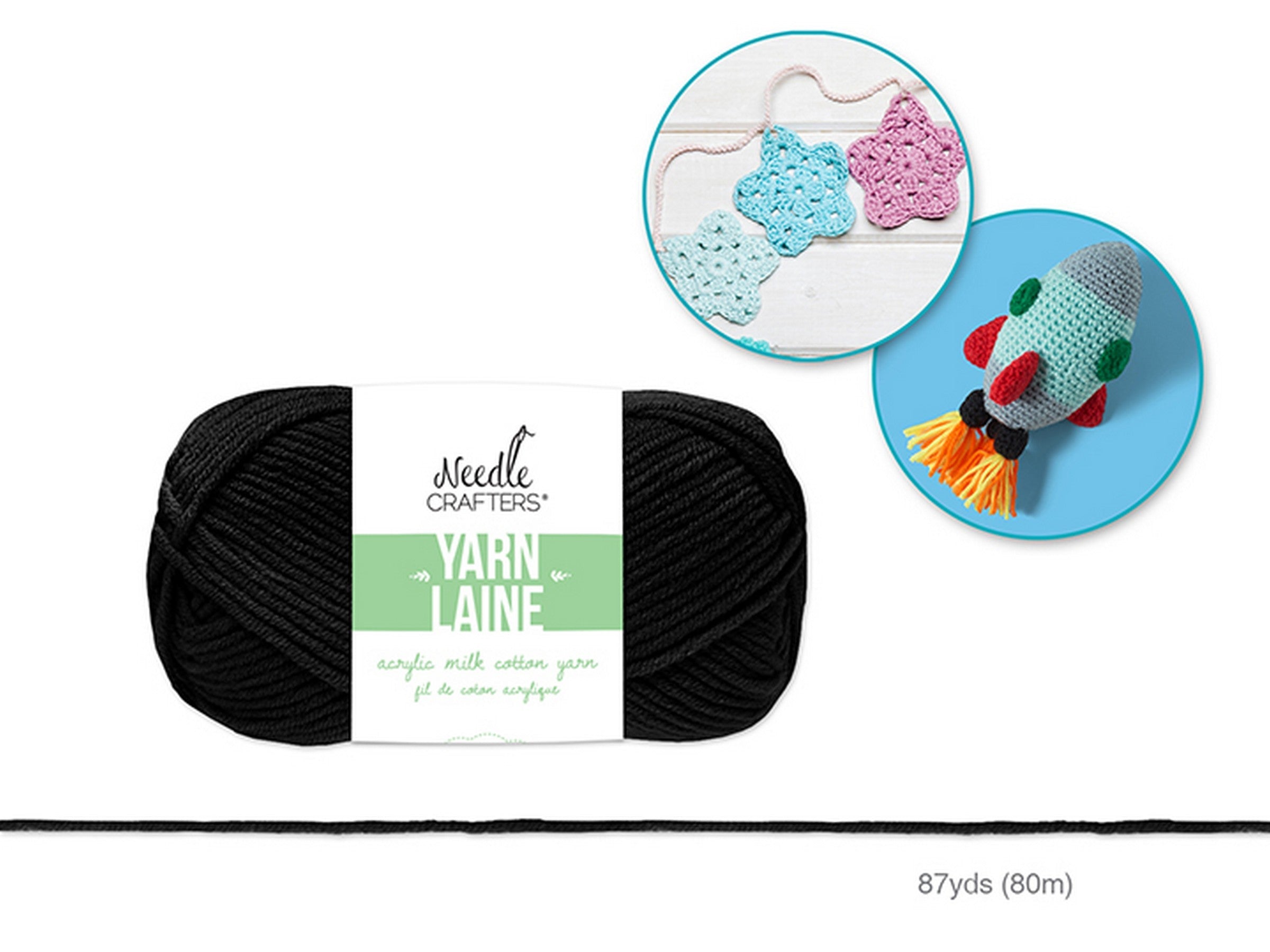 Needle Crafters Milk Cotton Yarn Black 100% Acrylic 87yds (80m)