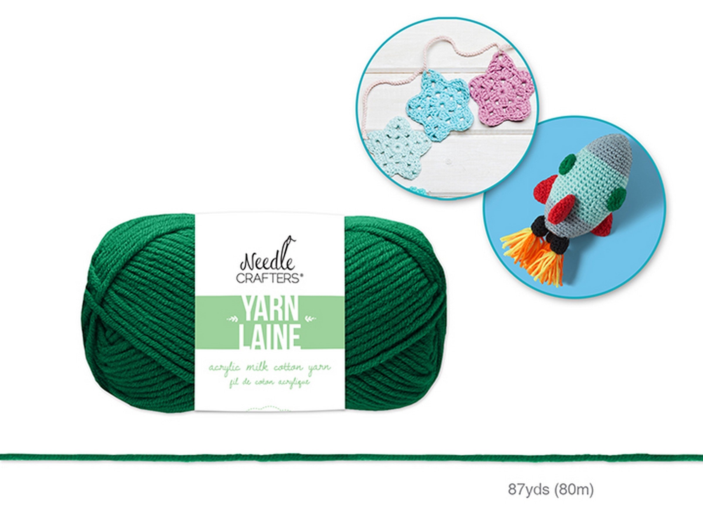 Needle Crafters Milk Cotton Yarn Hunter Green 100% Acrylic 87yds (80m)