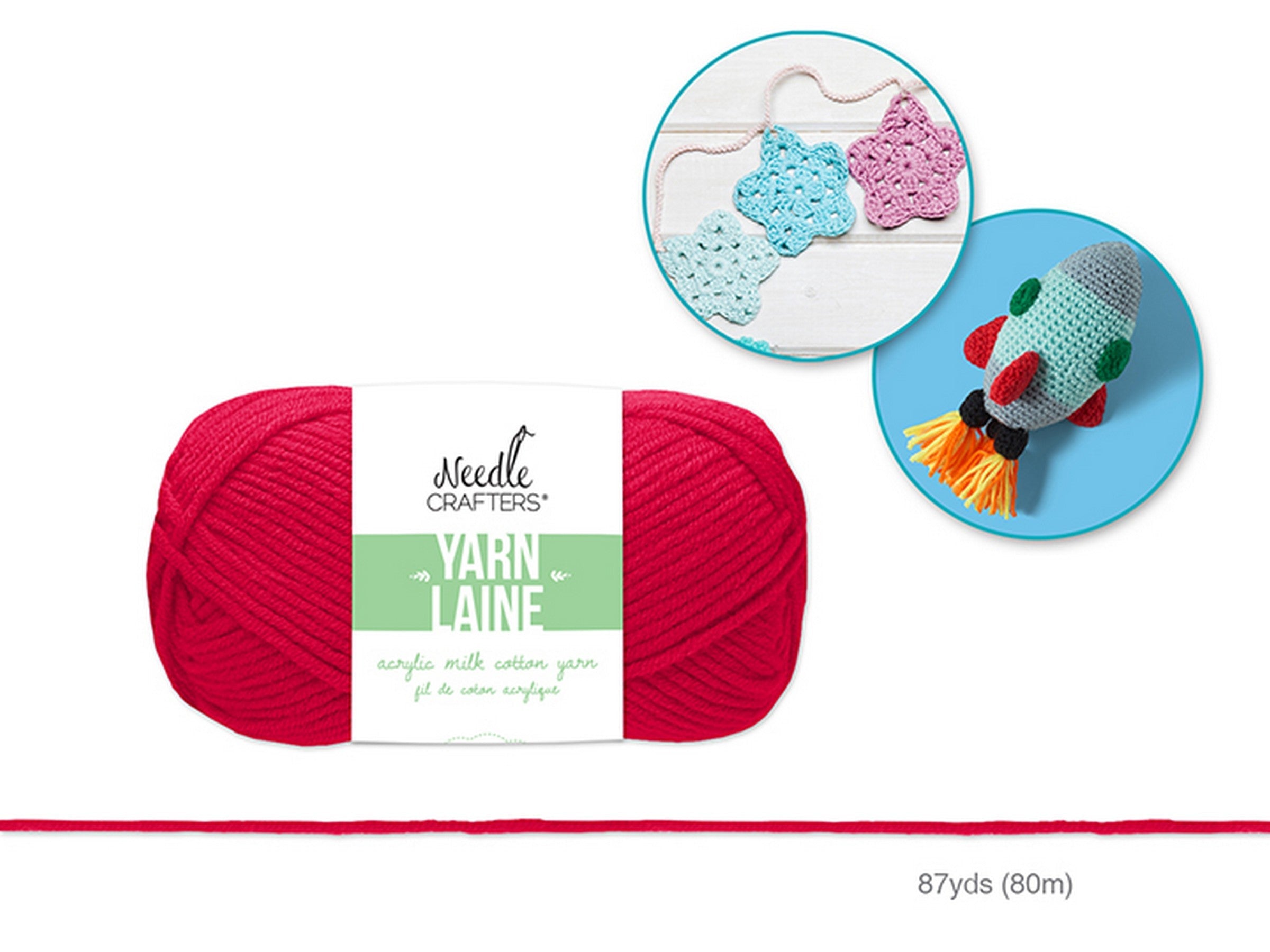 Needle Crafters Milk Cotton Yarn Really Red 100% Acrylic 87yds (80m)
