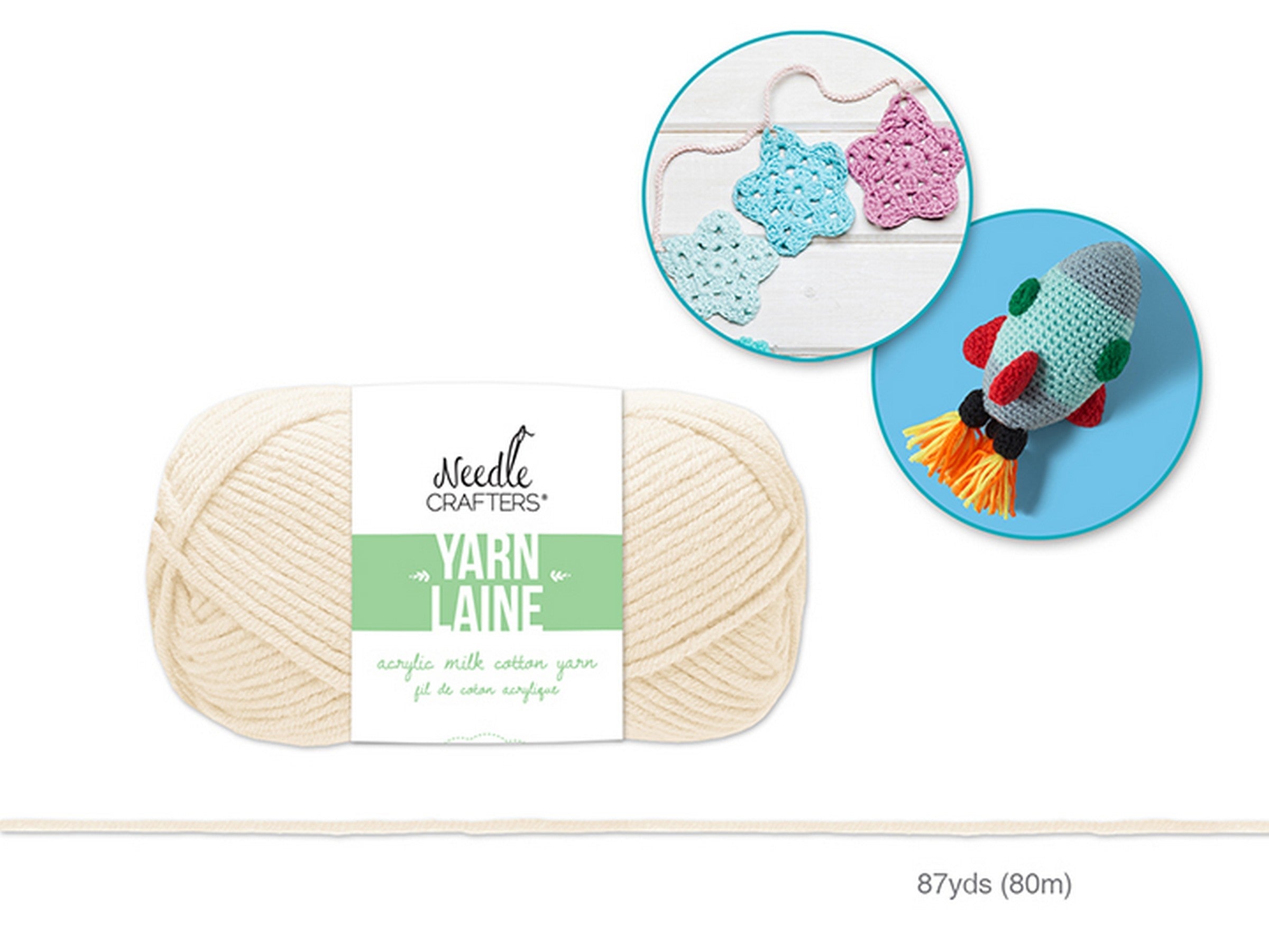 Needle Crafters Milk Cotton Yarn Ivory 100% Acrylic 87yds (80m)
