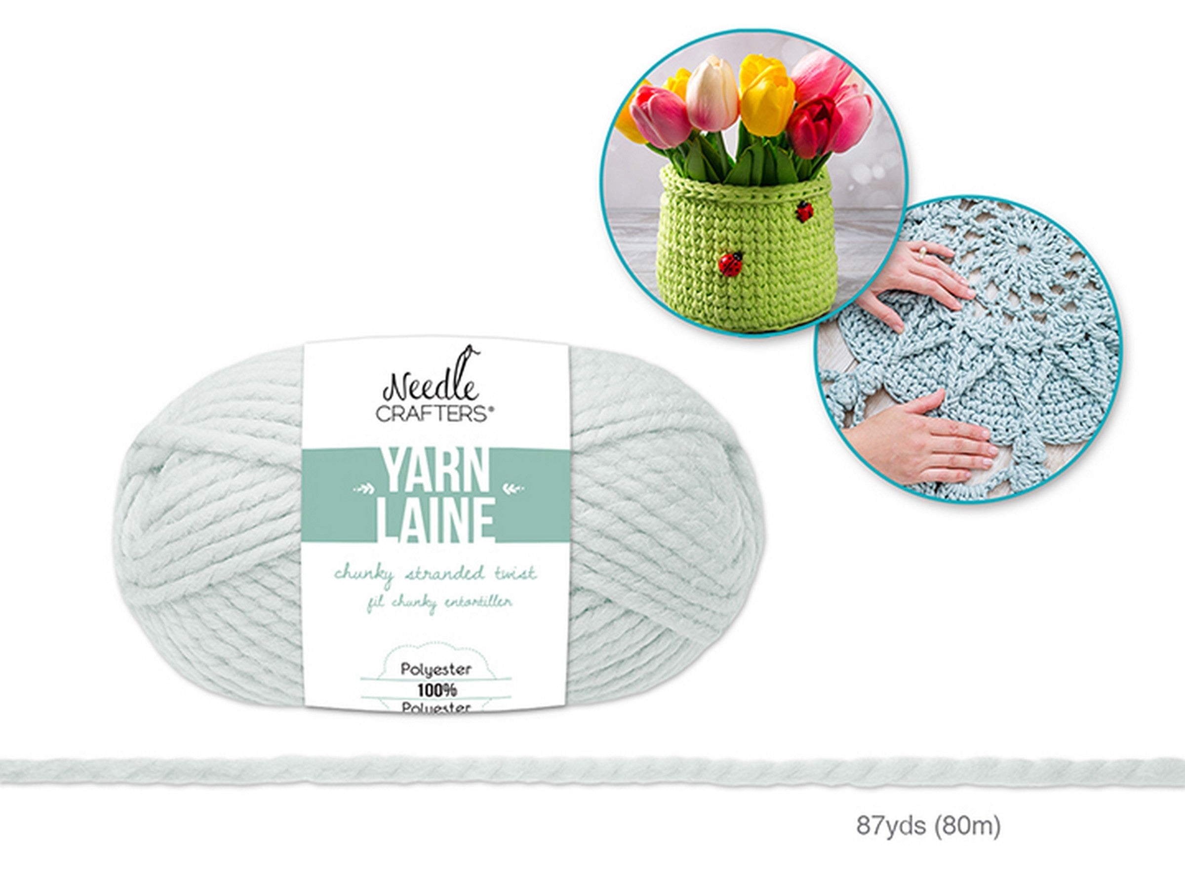 Needle Crafters Chunky Stranded Twist Yarn White 100% Polyester 87yds (80m)