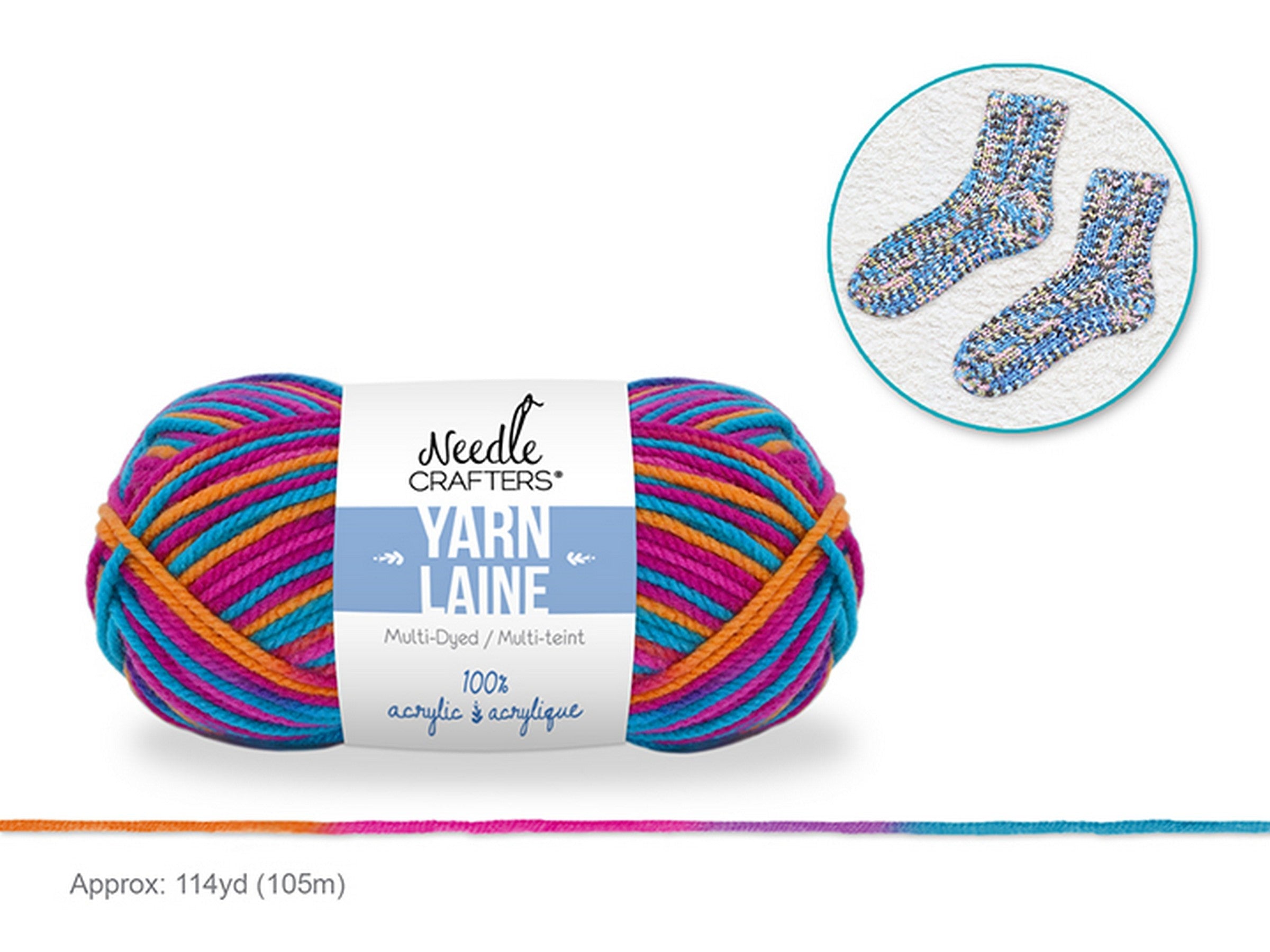 Needle Crafters Multi-Dyed Yarn Gypsy 100% Acrylic 114yd (105m)