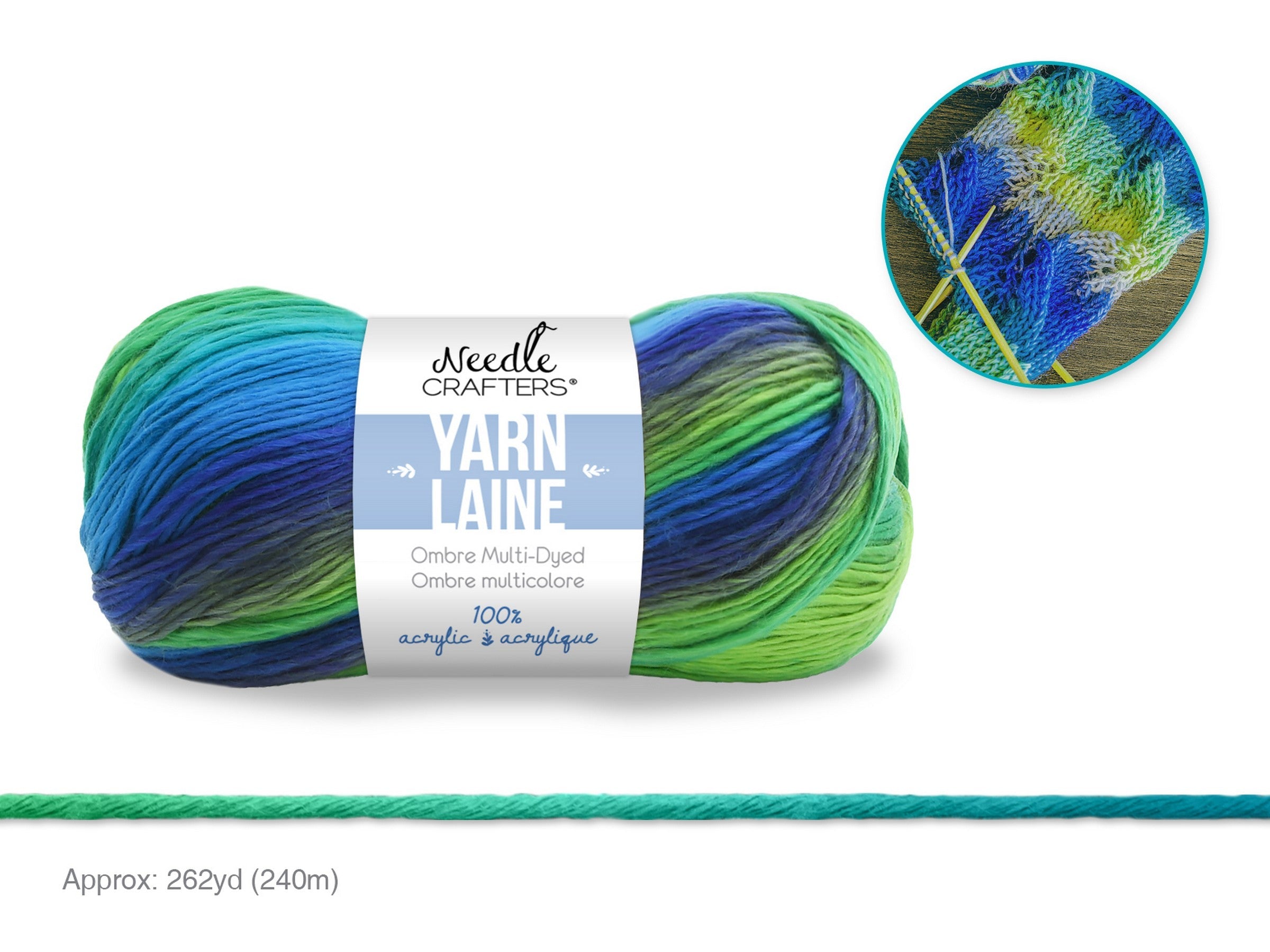 Needle Crafters Multi-Dyed Yarn Ombre - Meadow 100% Acrylic 262yd (240m)