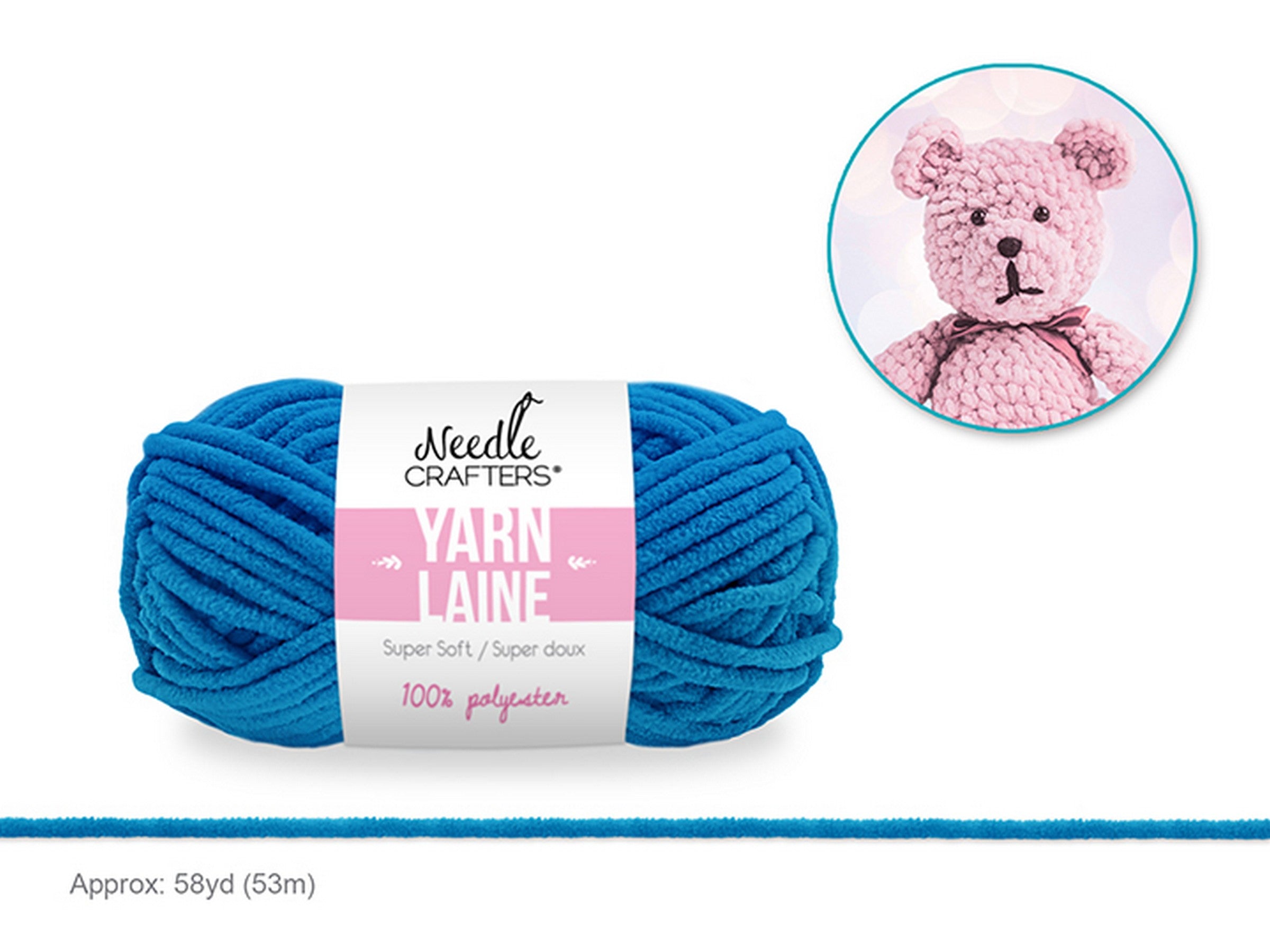 Needle Crafters Chenille Soft Yarn True Blue 100% Polyester 58yd (53m)