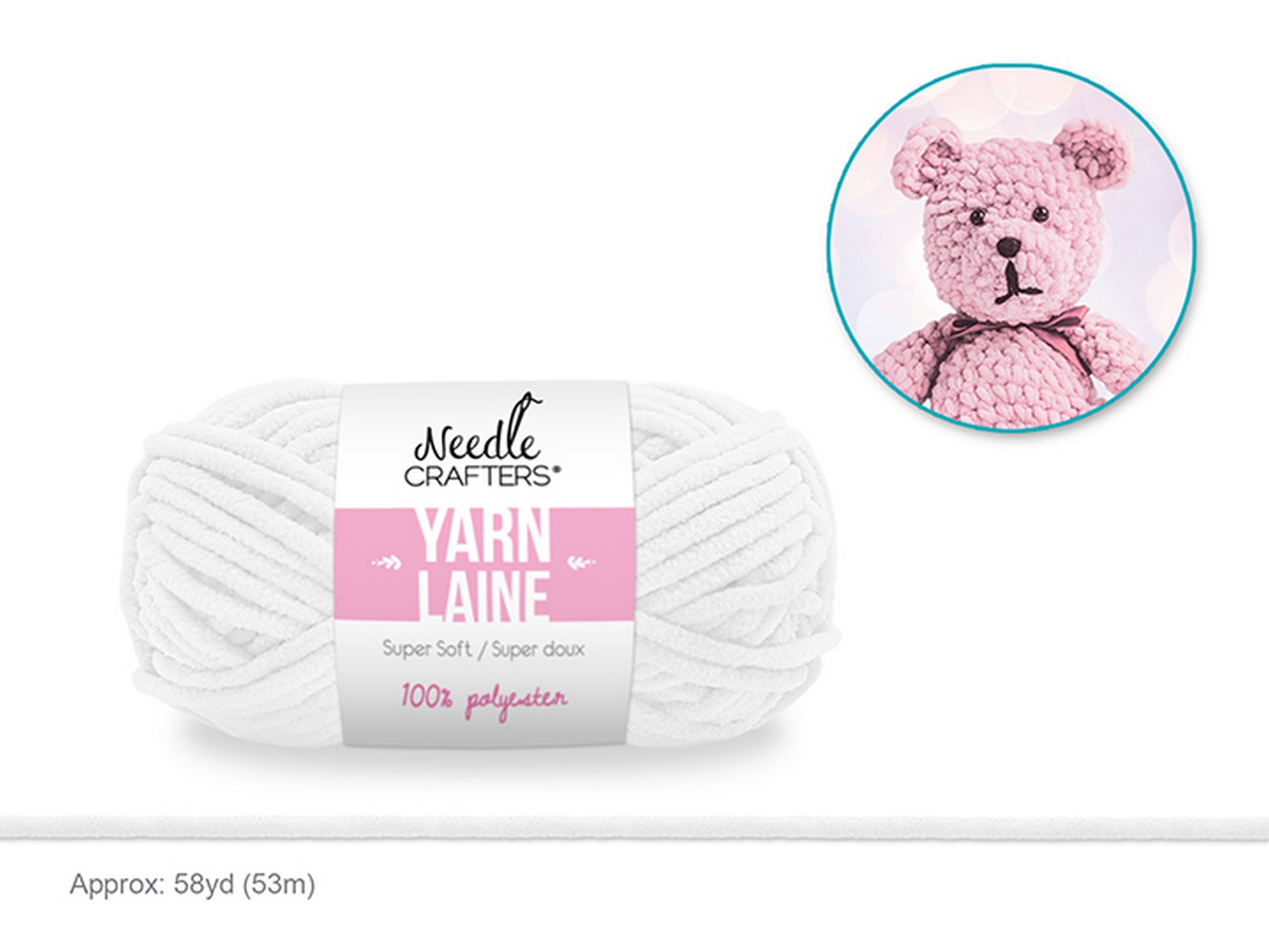 Needle Crafters Chenille Soft Yarn White 100% Polyester 58yd (53m)