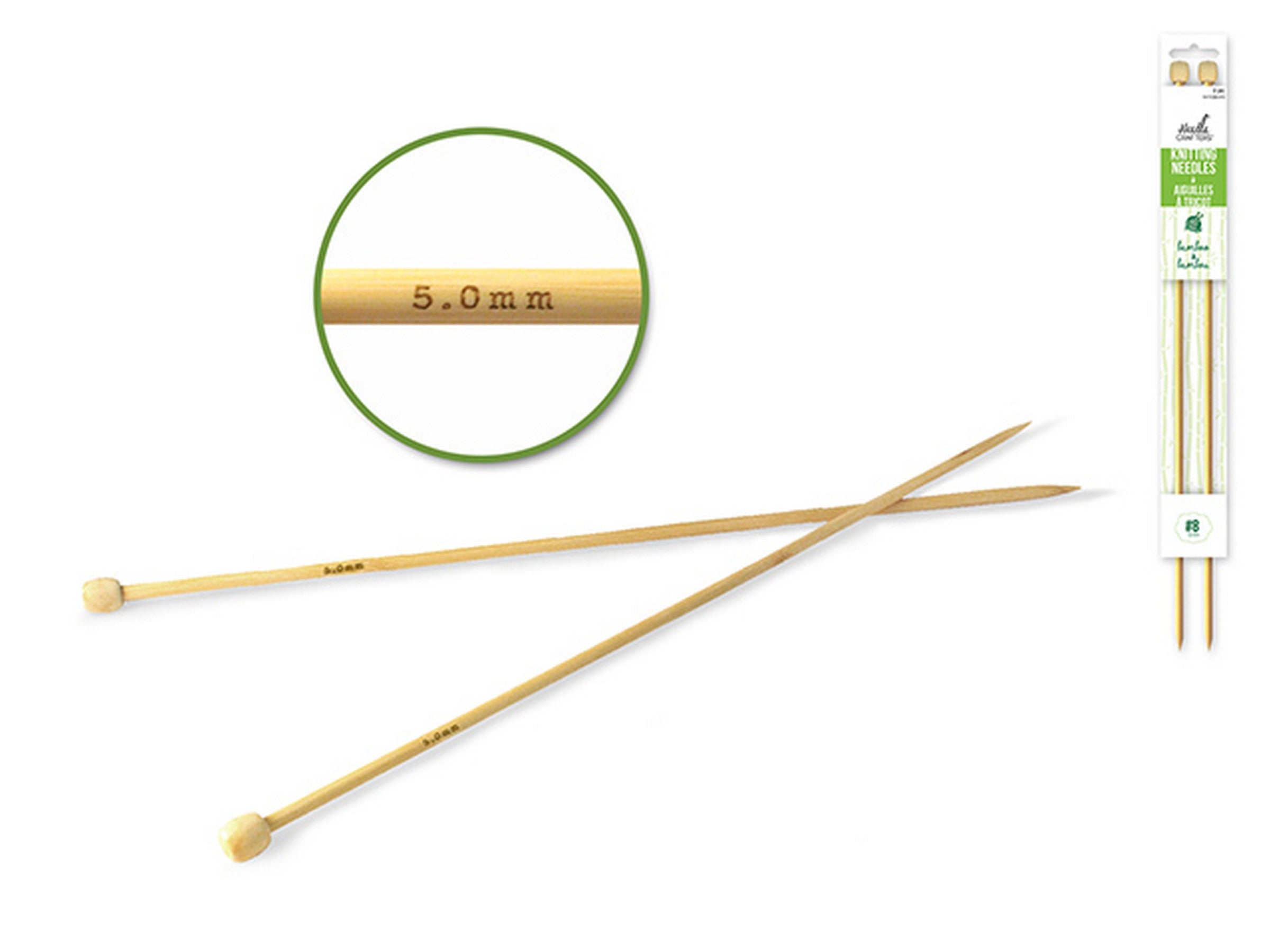 Needle Crafters 2 Knitting Needles #8 (5mm) Bamboo 14in