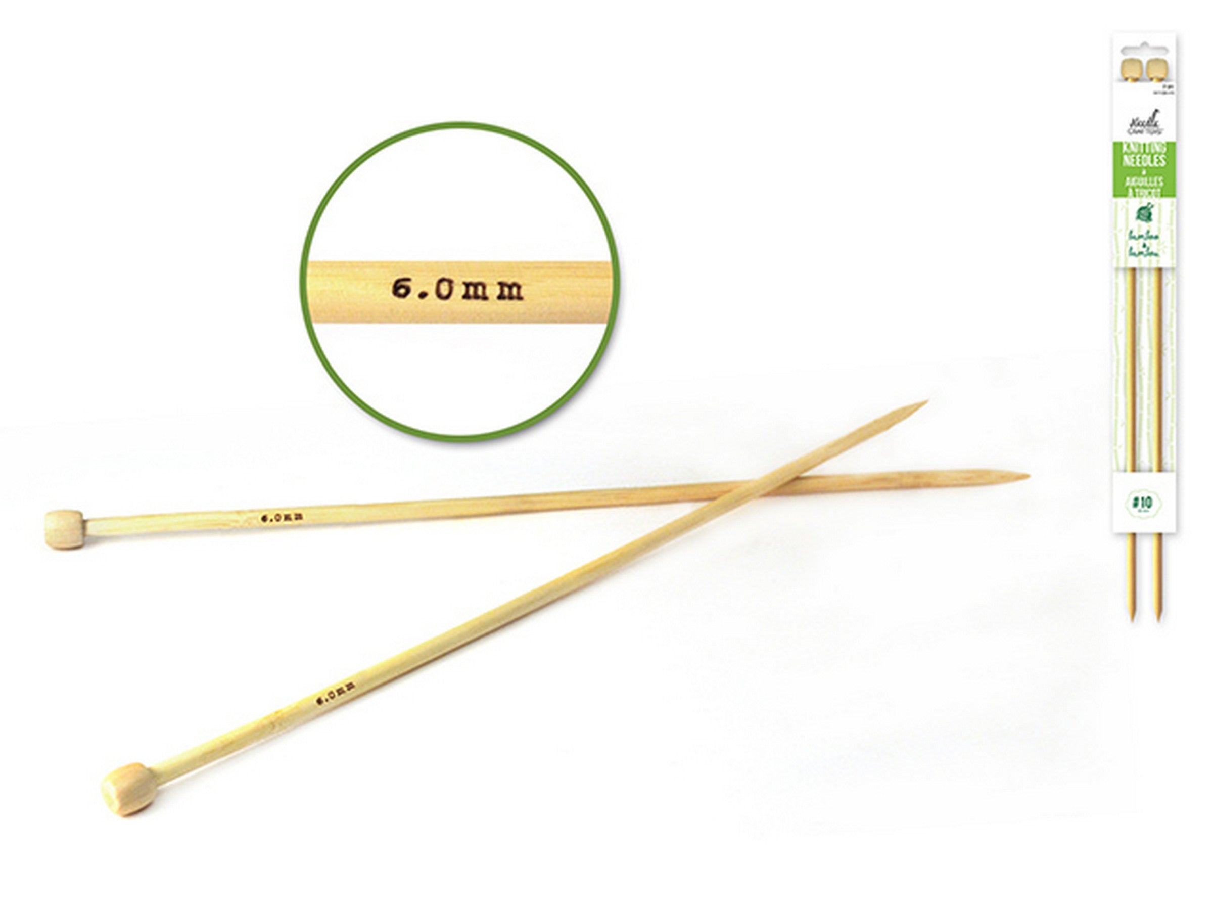Needle Crafters 2 Knitting Needles #10 (6mm) Bamboo 14in