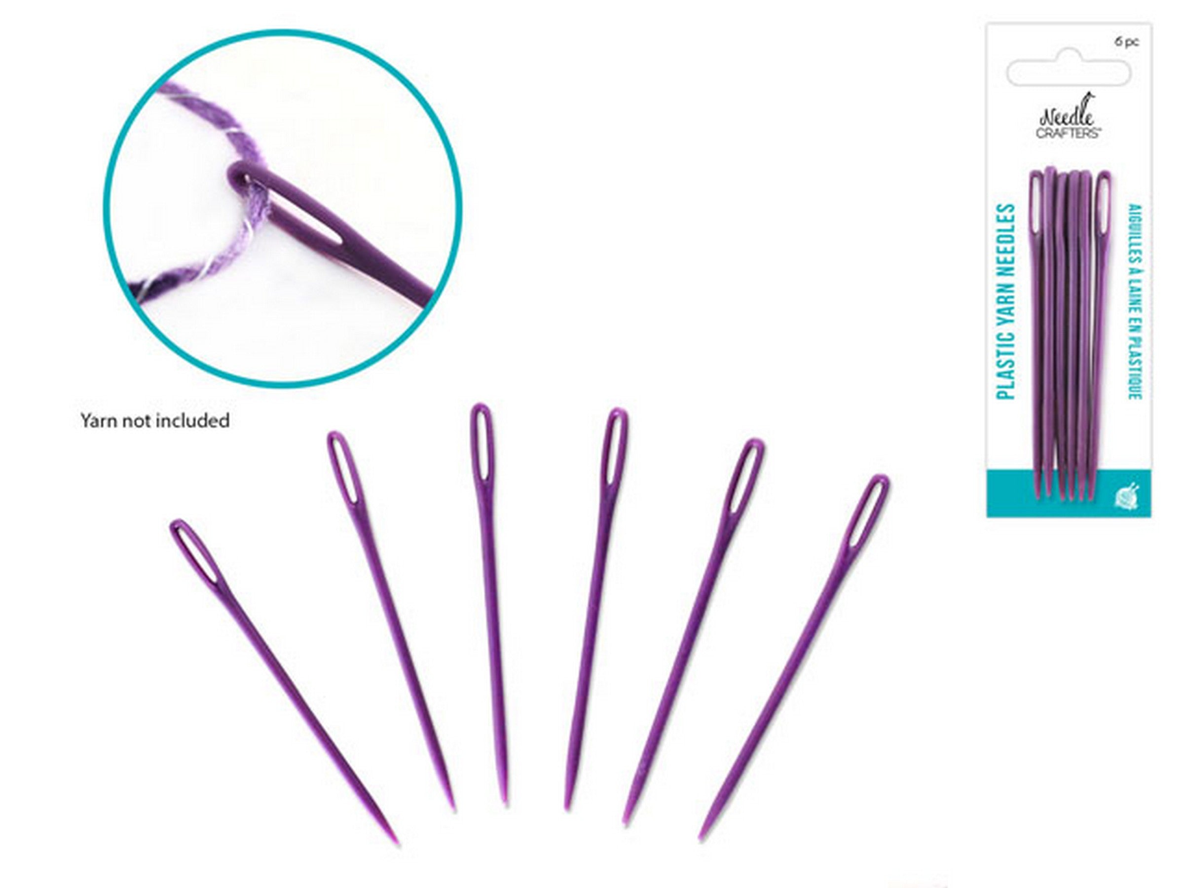 Needle Crafters 6 Plastic Yarn Needles 3.5in