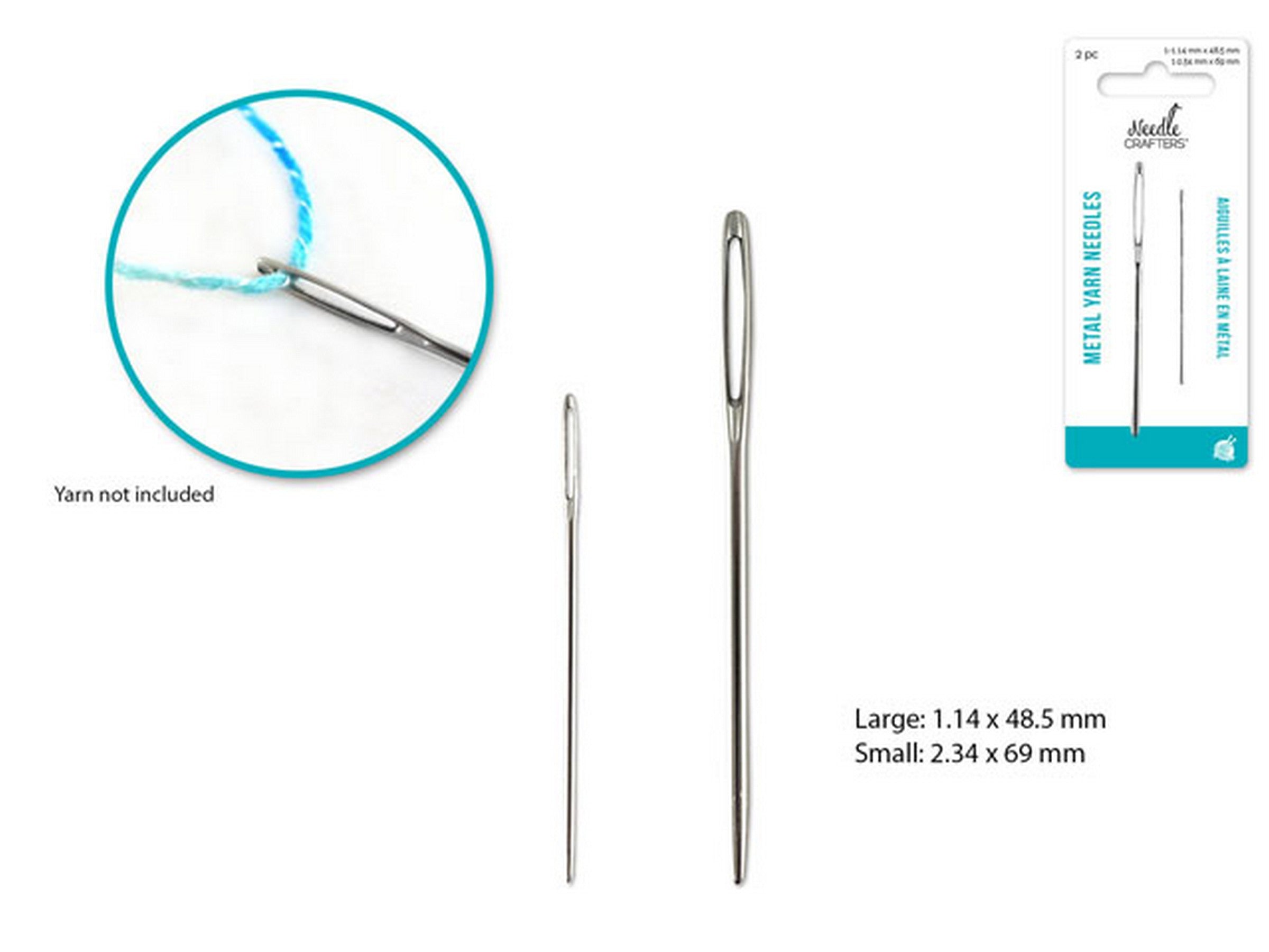 Needle Crafters 2 Metal Yarn Needles 0.04x1.9in - 0.08x2.75in