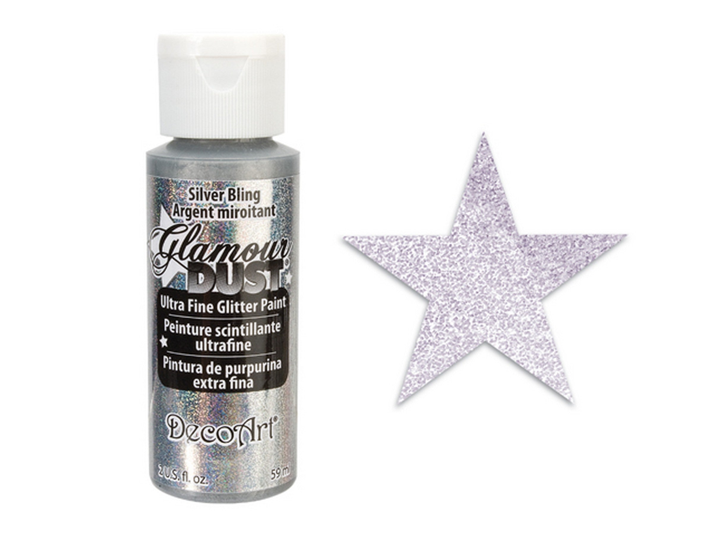DecoArt Glamour Dust Ultra Fine Glitter Paint Silver Bling DGD02 2oz