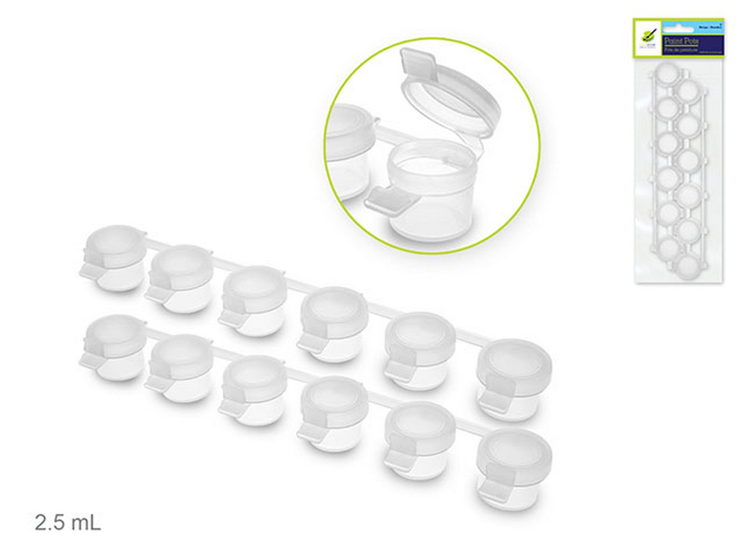 Color Factory 12 Plastic Paint Pots 0.08oz