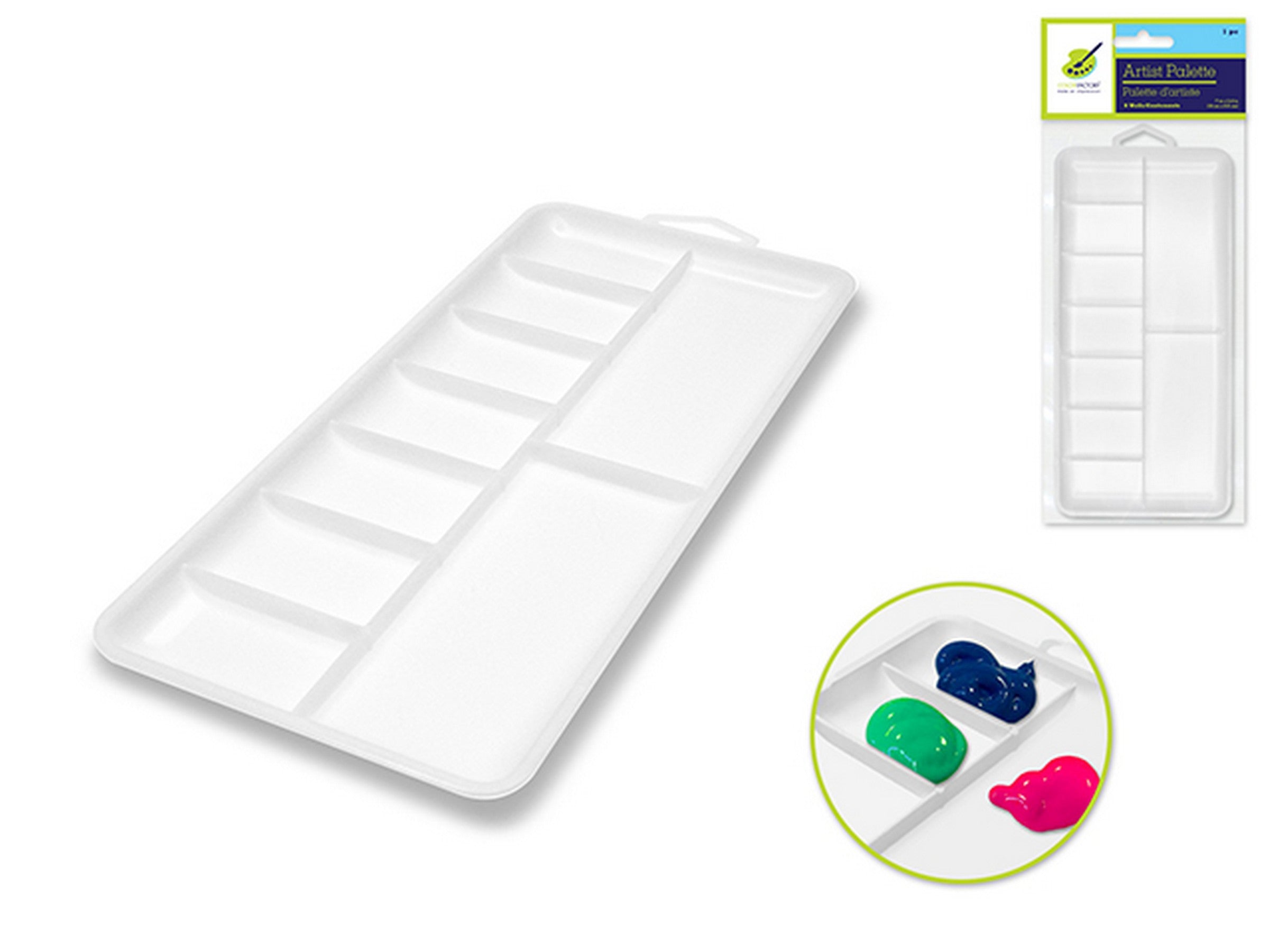 Color Factory White Plastic Artist Palette 7x3.4in
