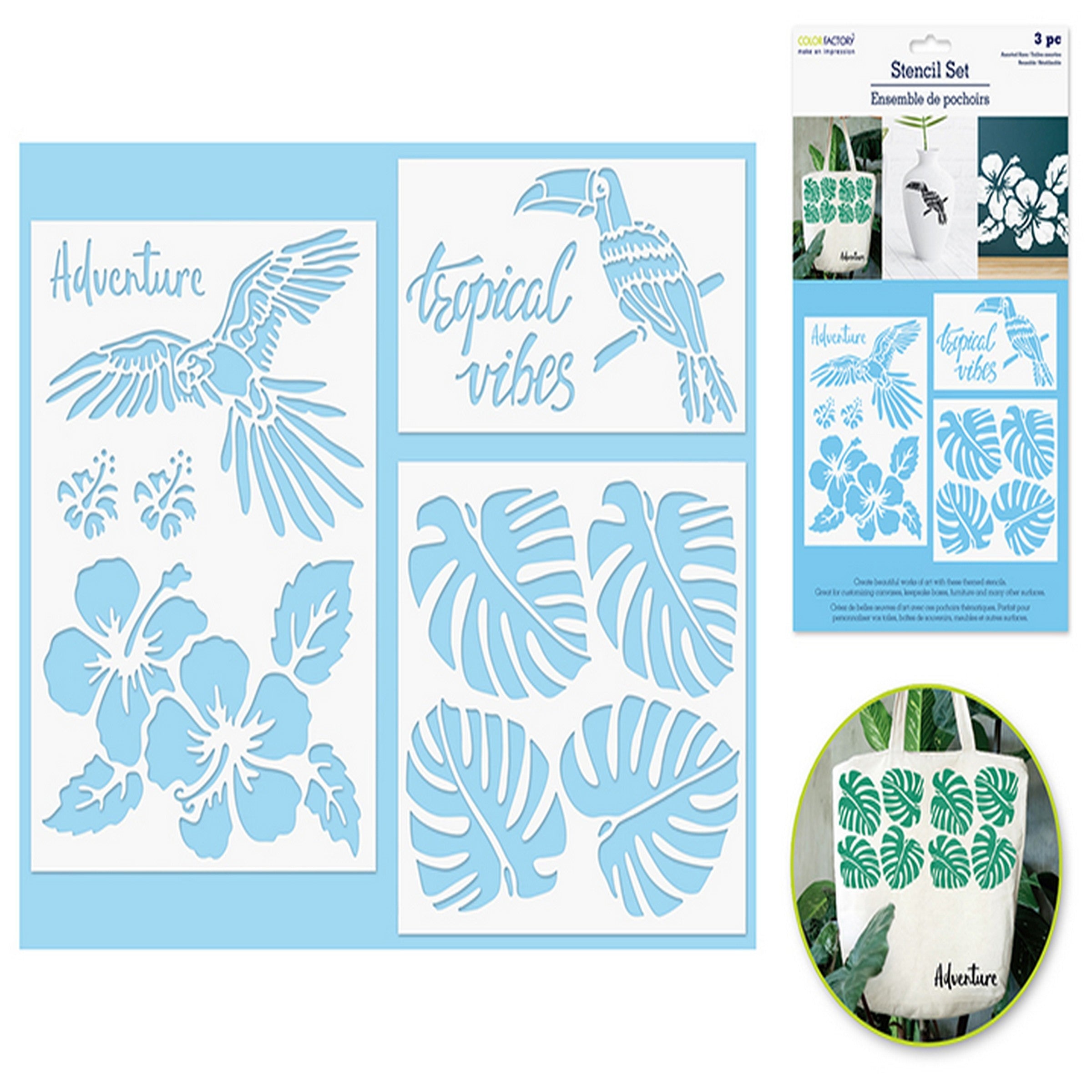Color Factory Multi-media Stencil Set - Adventure 3pcs