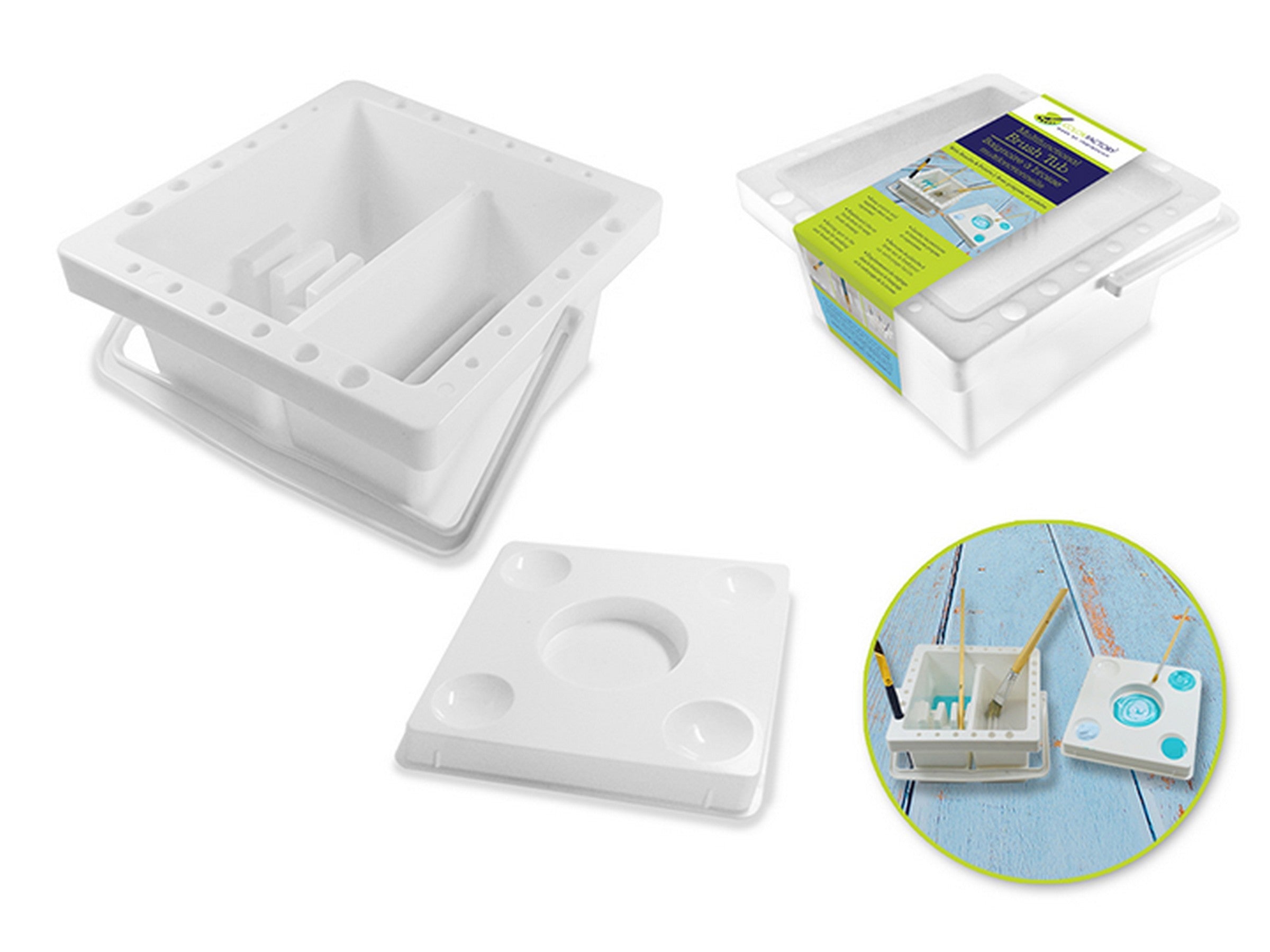 Color Factory Plastic Brush Tub/Washer Multifunction 6.4x6.4x3.25in