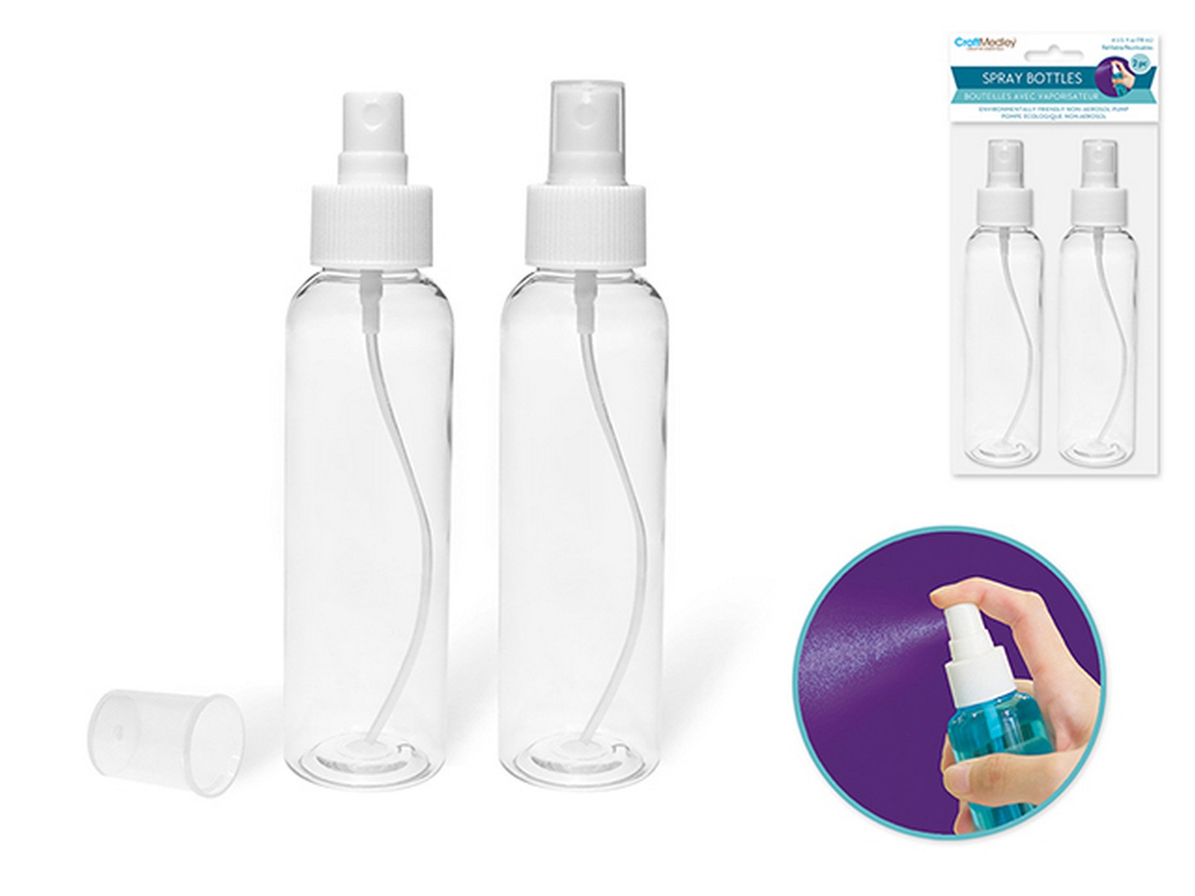 Craft Medley 2 Spray Bottles Clear Plastic 4oz