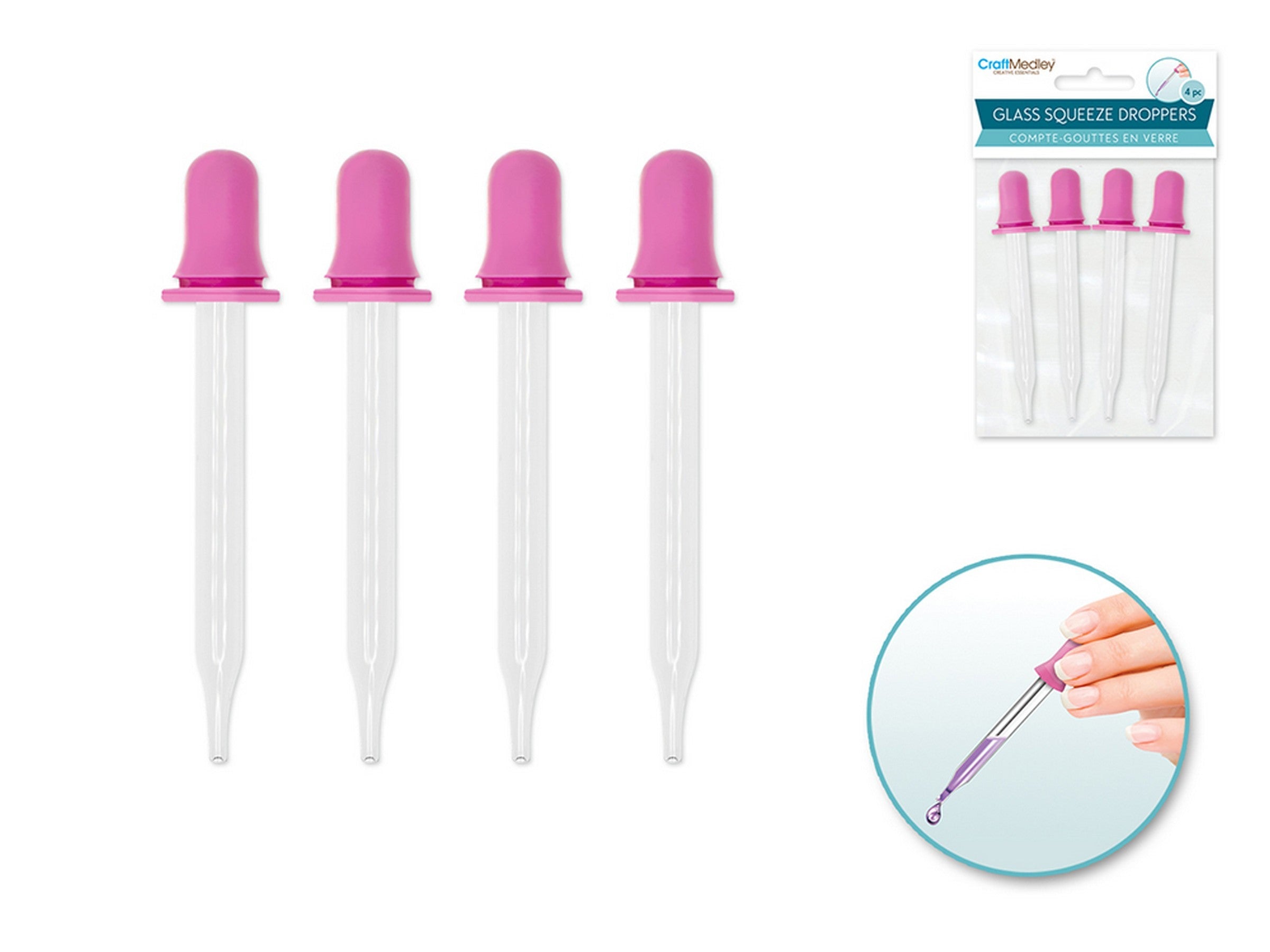 Craft Medley 4 Glass Squeeze Droppers 3.5in