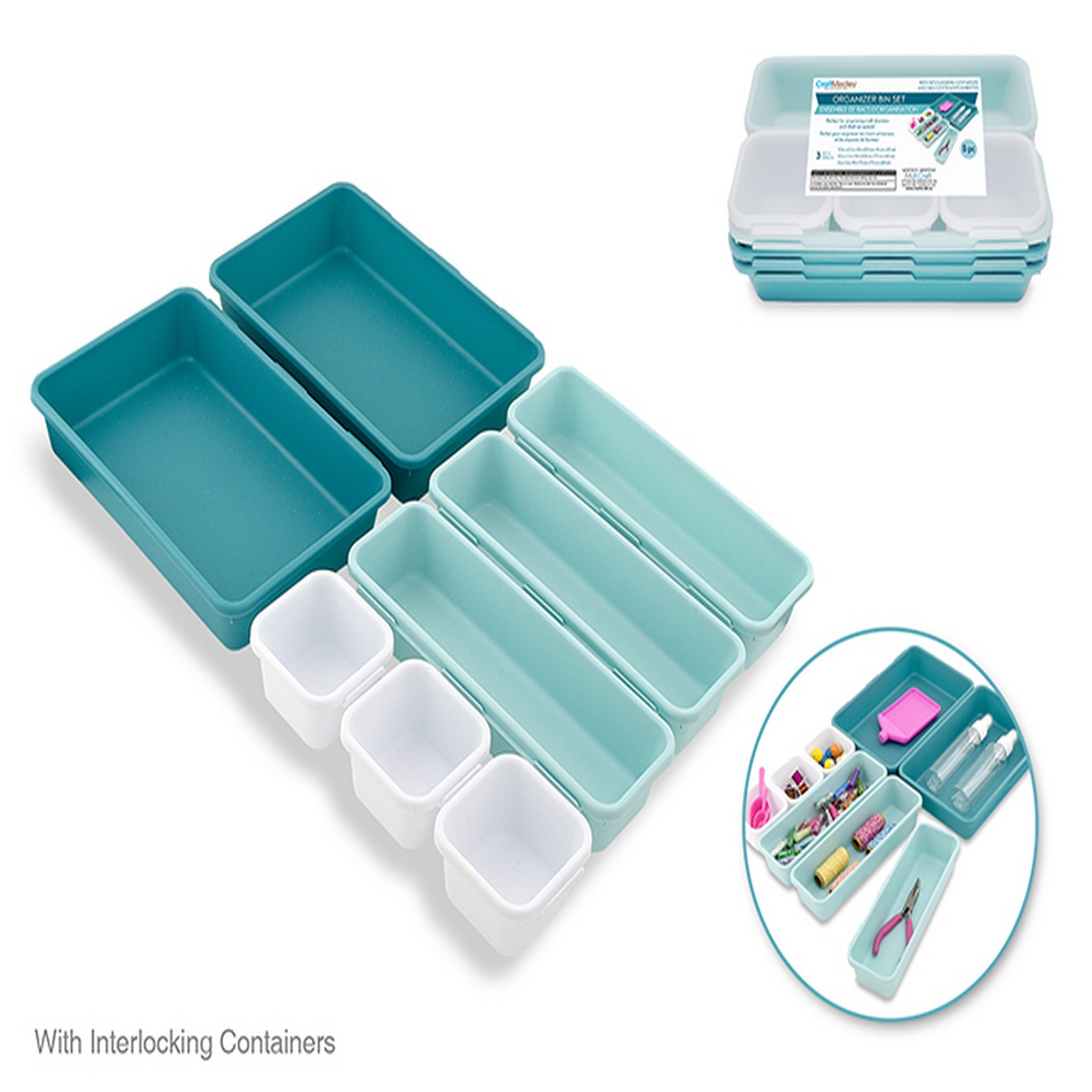 Craft Medley 8pcs Duraplast Organizer Set 9.3x6.3x1.8in Biggest