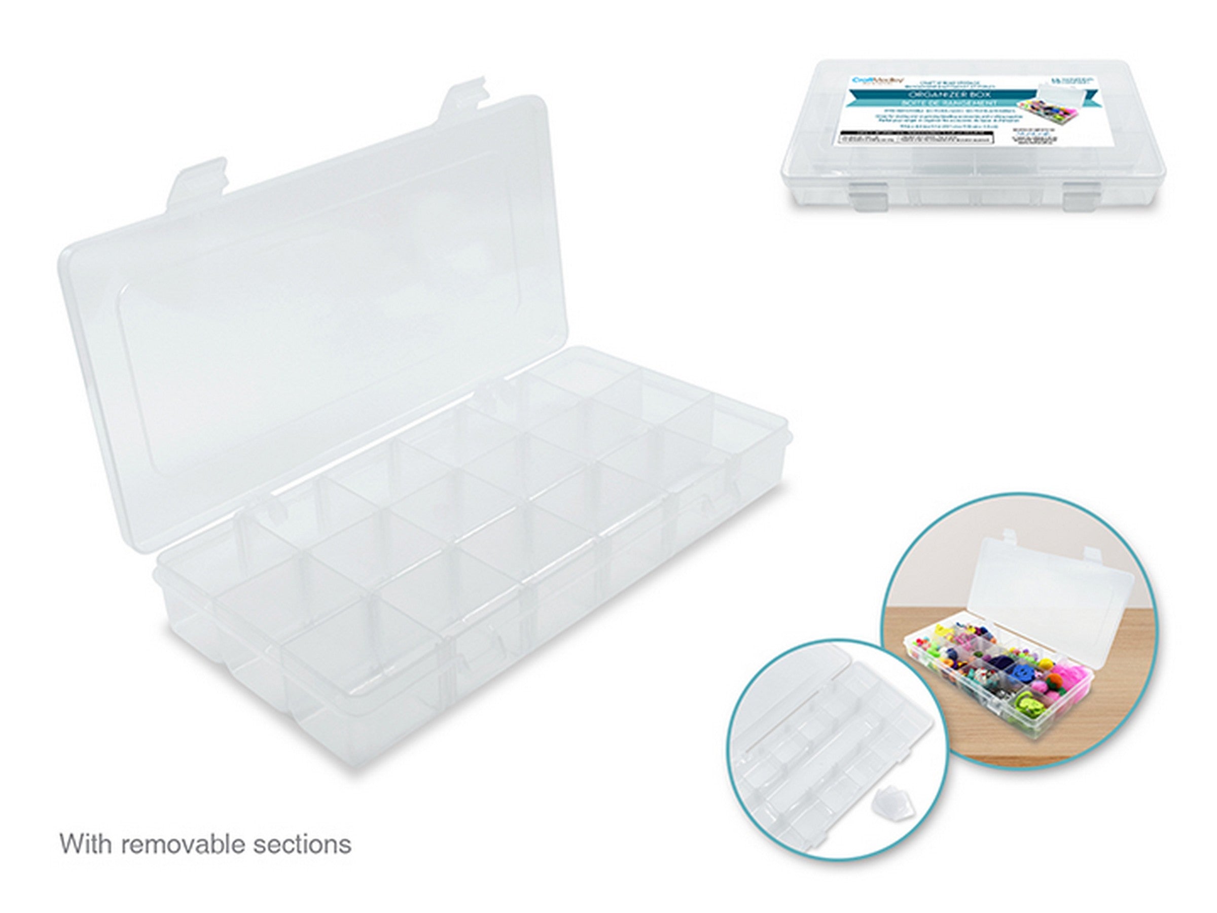 Craft Medley Clear Plastic Organizer Box 18 Compartments 9.1x4.4x1.3in