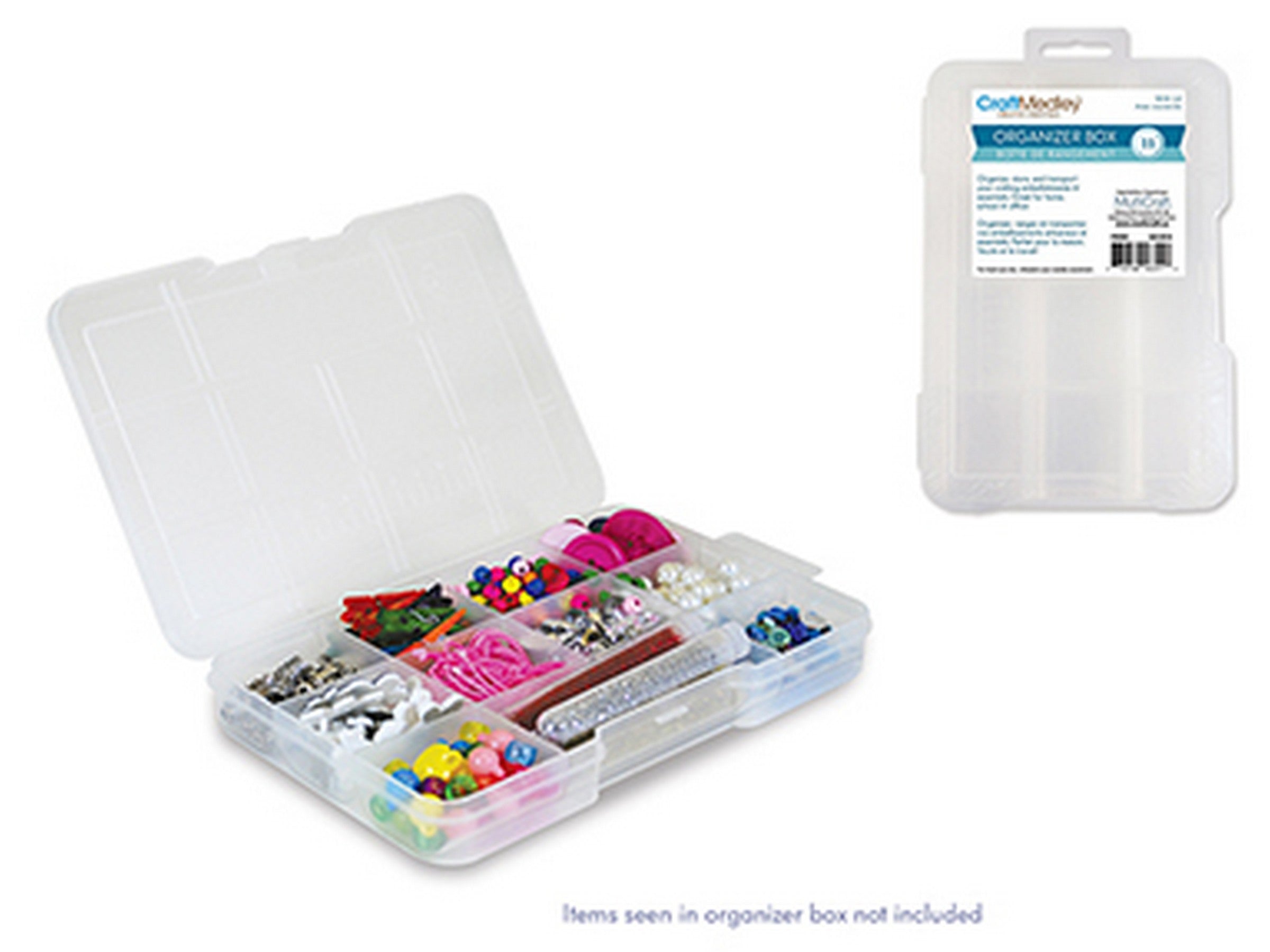 Craft Medley Plastic Box with Lid - 11 Compartments 7x4.75x0.75in