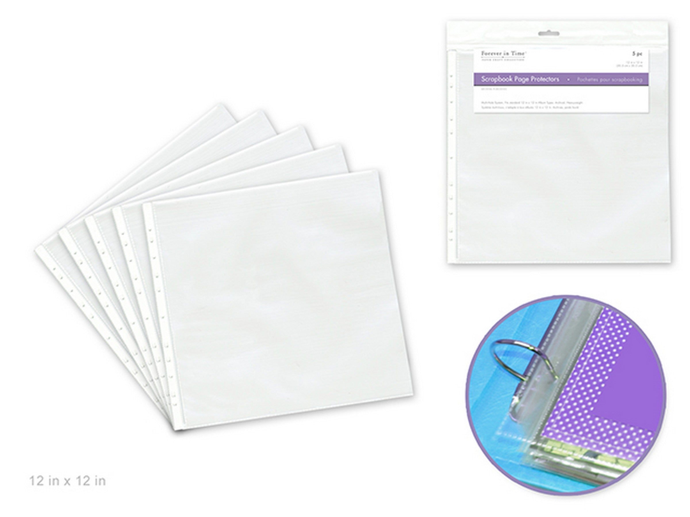 Forever in Time 5 Scrapbook Plastic Page Protectors 12x12in