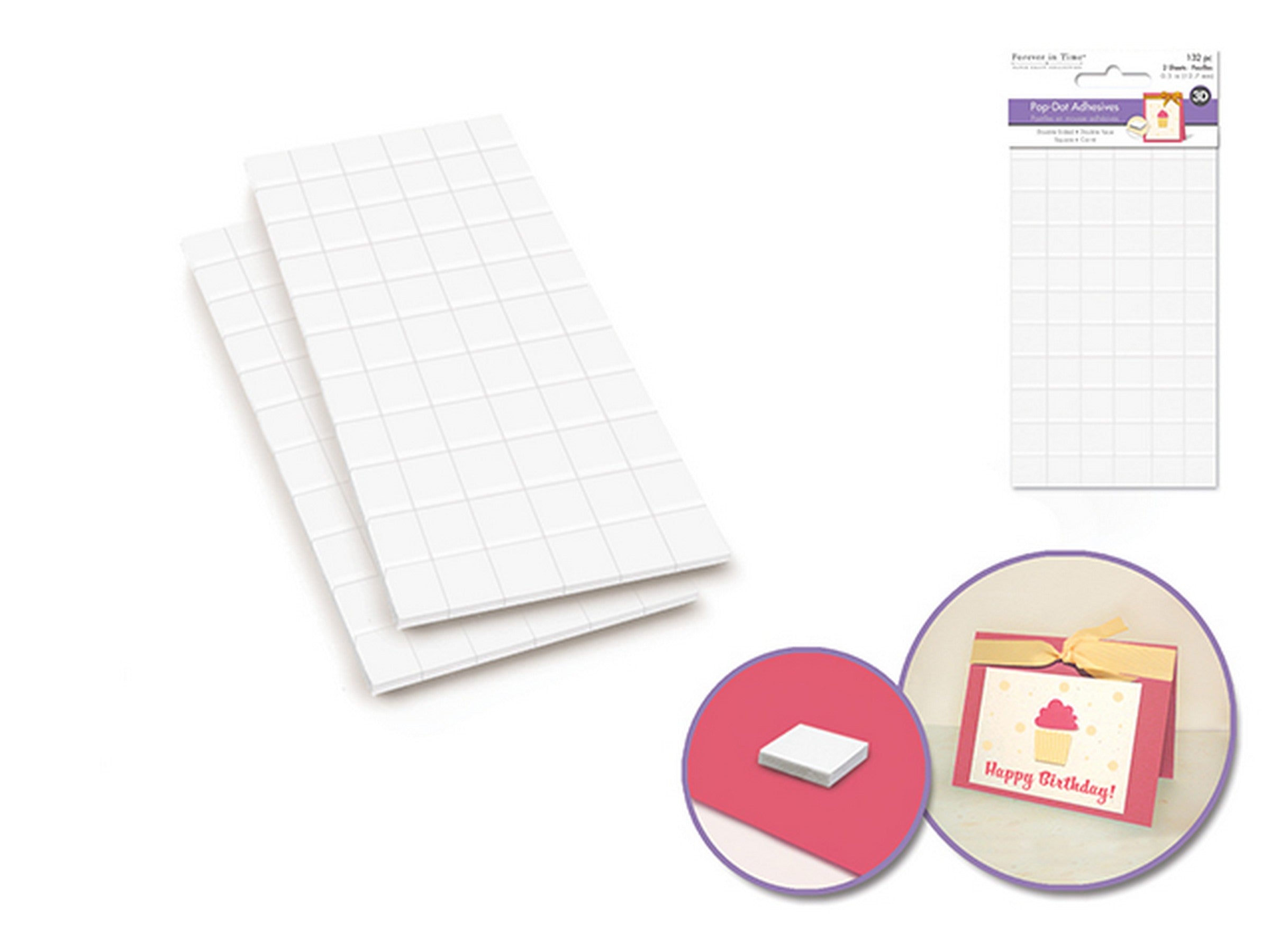 Forever in Time 132pcs 3D Square Pop-Dot Double-Sided Adhesives 0.5in