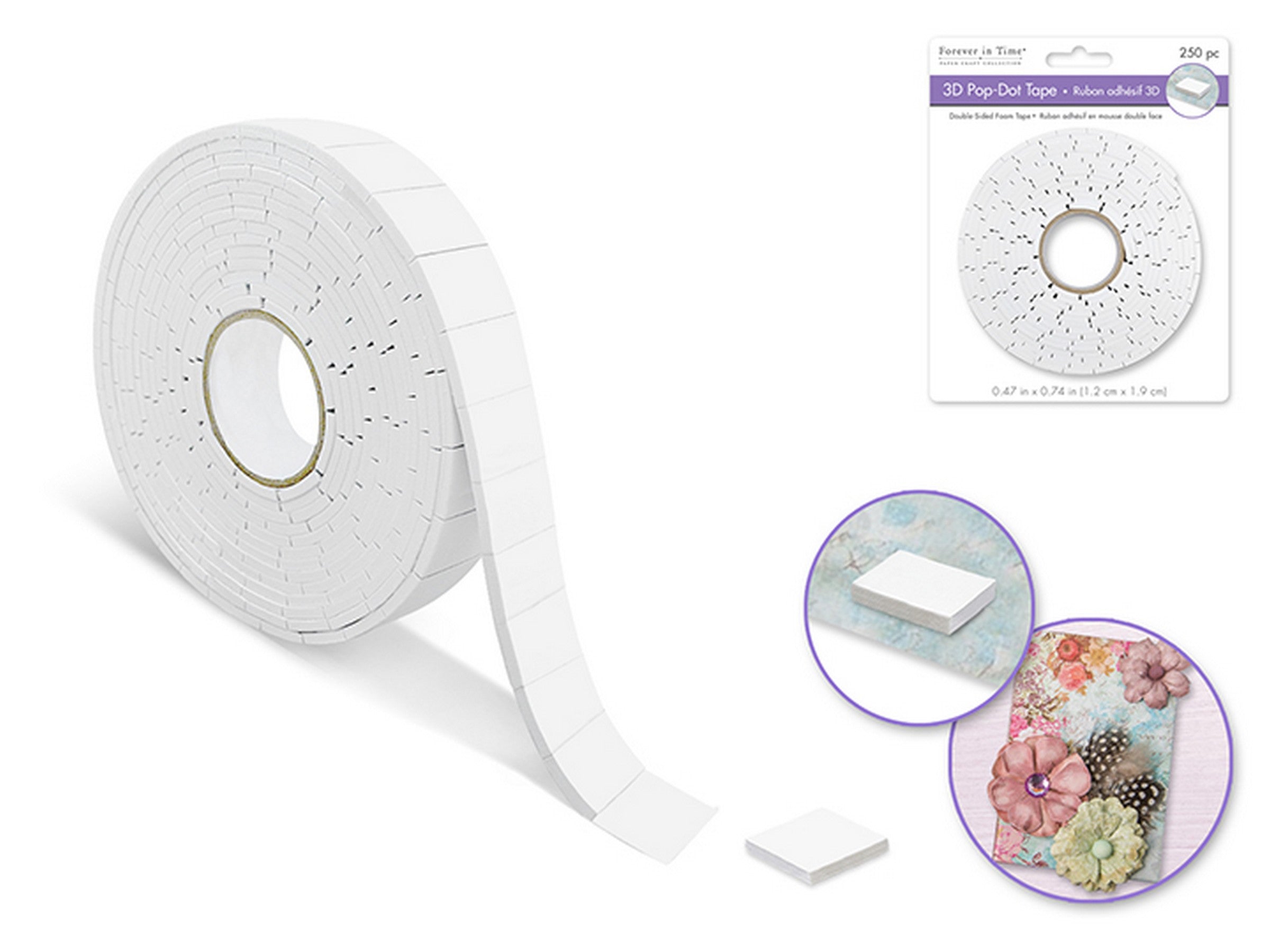 Forever in Time Pre-cut Dual Adhesive Foam Mount 3D Pop Dot Tape 250pcs  0.4x0.75in 