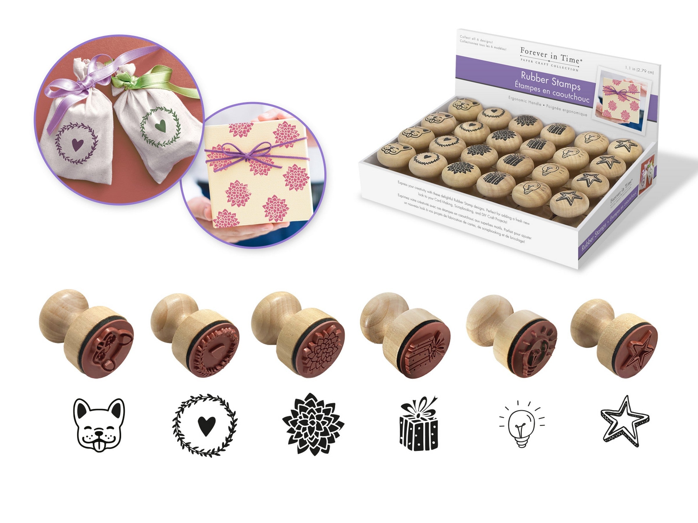 Forever in Time Wooden Rubber Stamp - Ergonomic Handle 1.1in  VRT