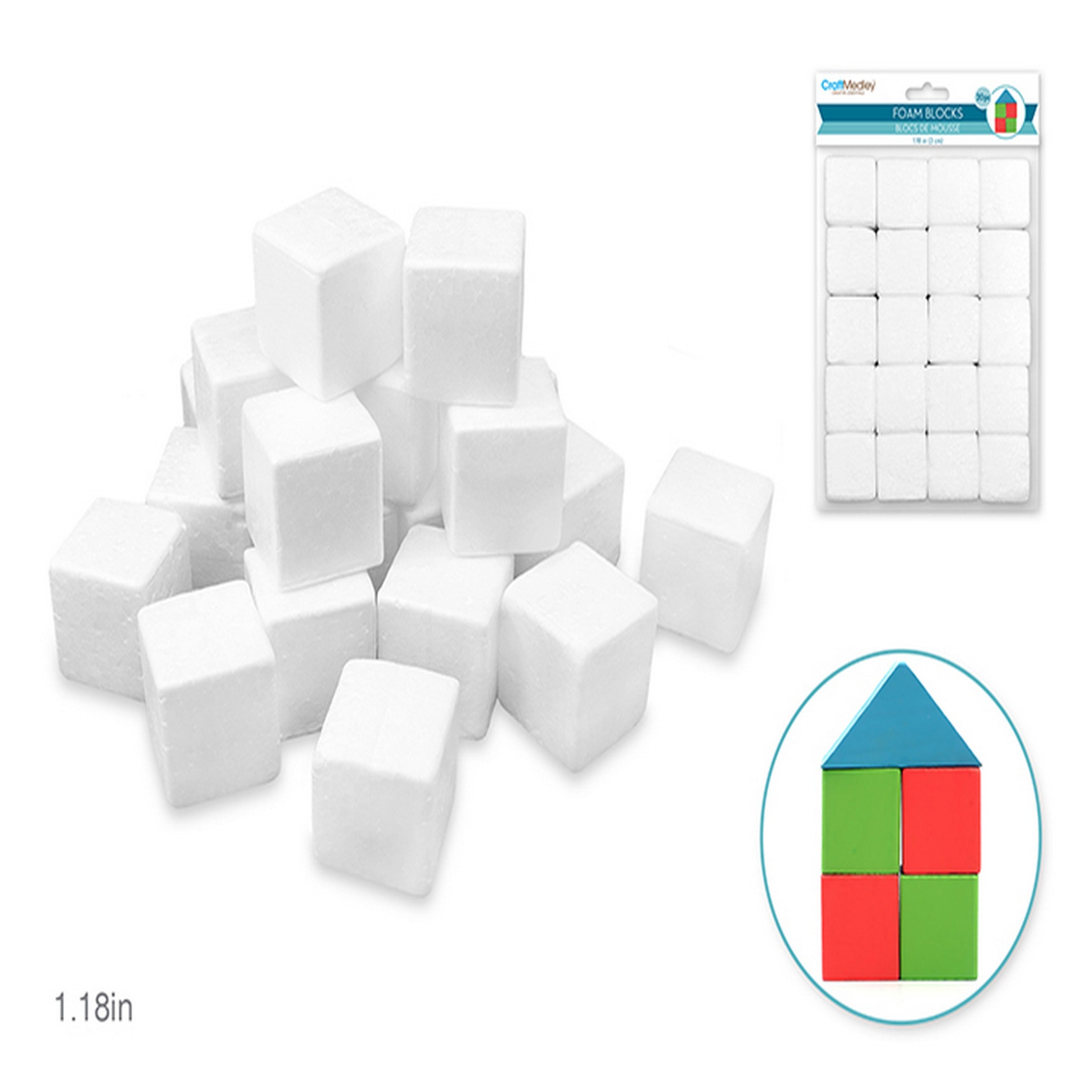 Craft Medley 20 White Polyfoam Blocks 1.2in (3cm) 