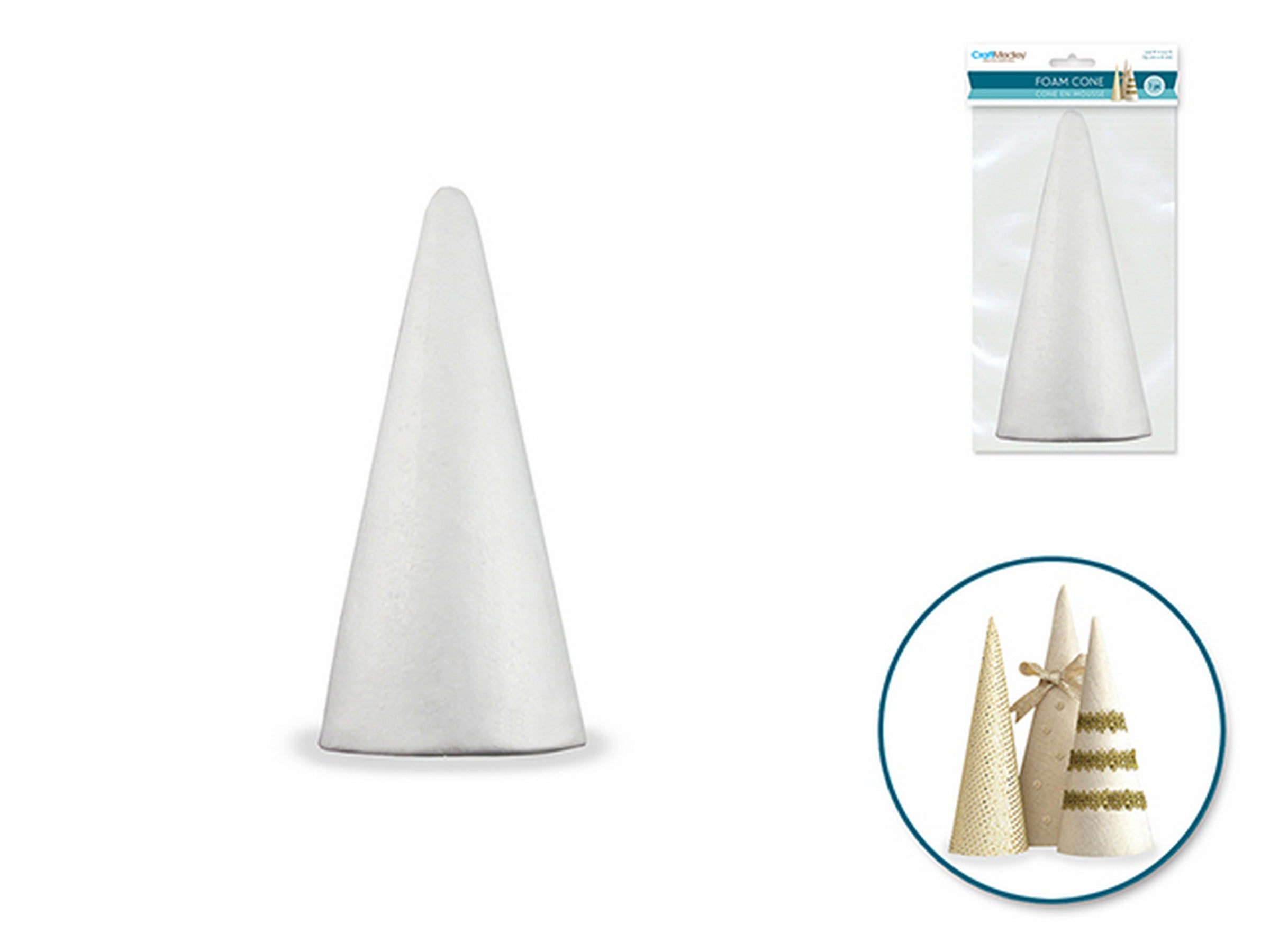 Craft Medley White Foam Cone 5.9x2.3in