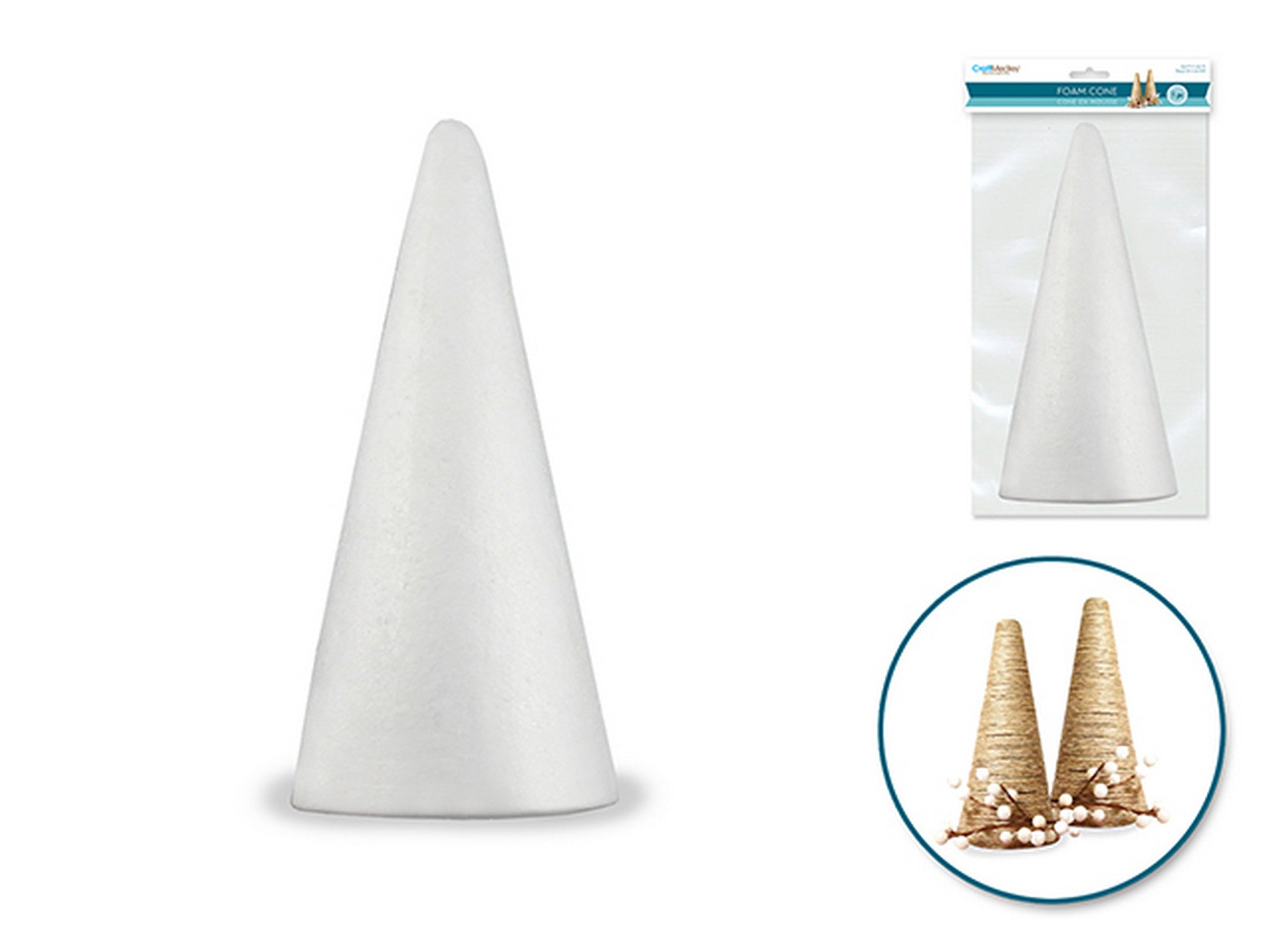 Craft Medley White Foam Cone 9.5x3.5in