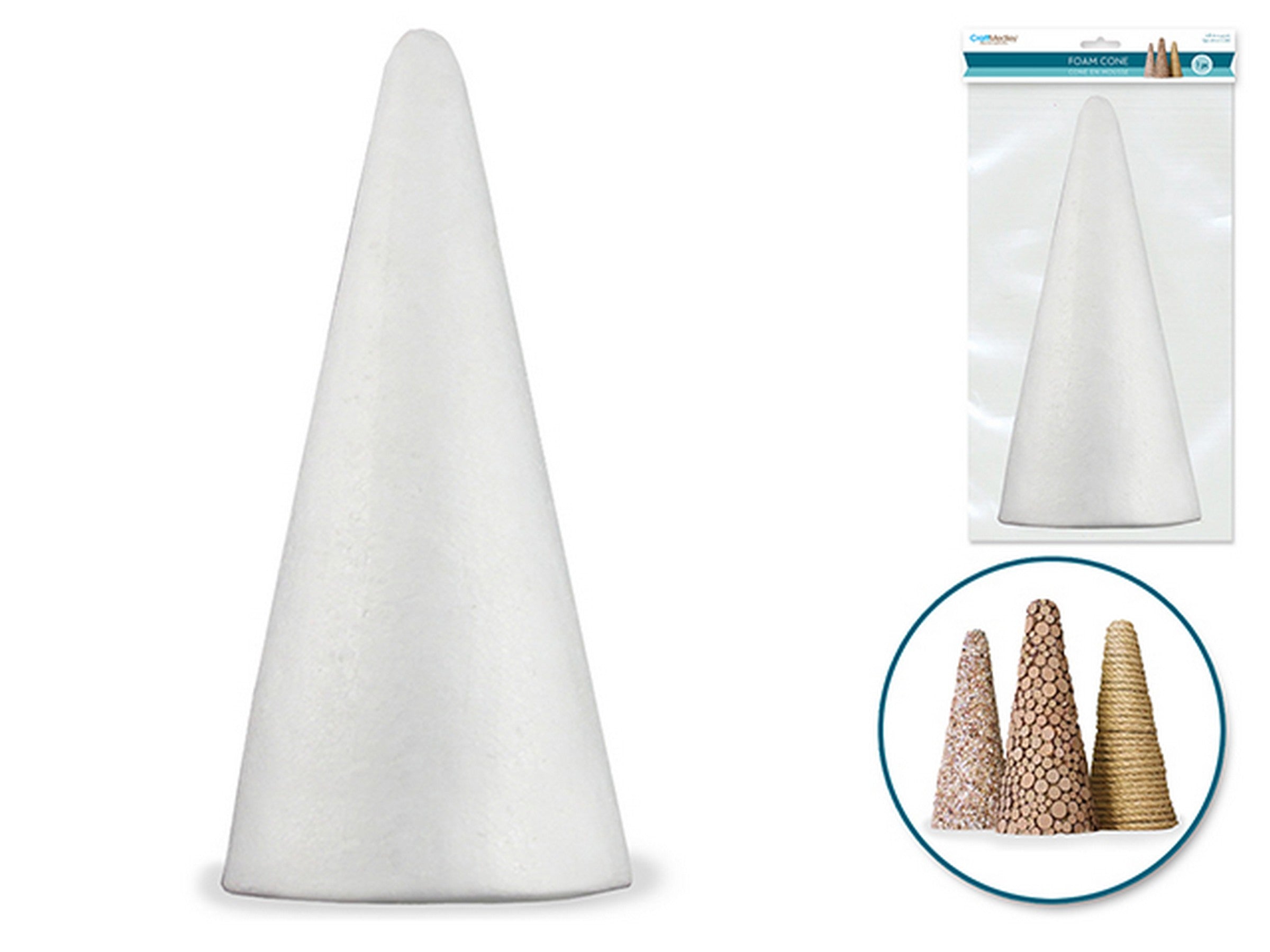 Craft Medley White Foam Cone 11.8x4.3in