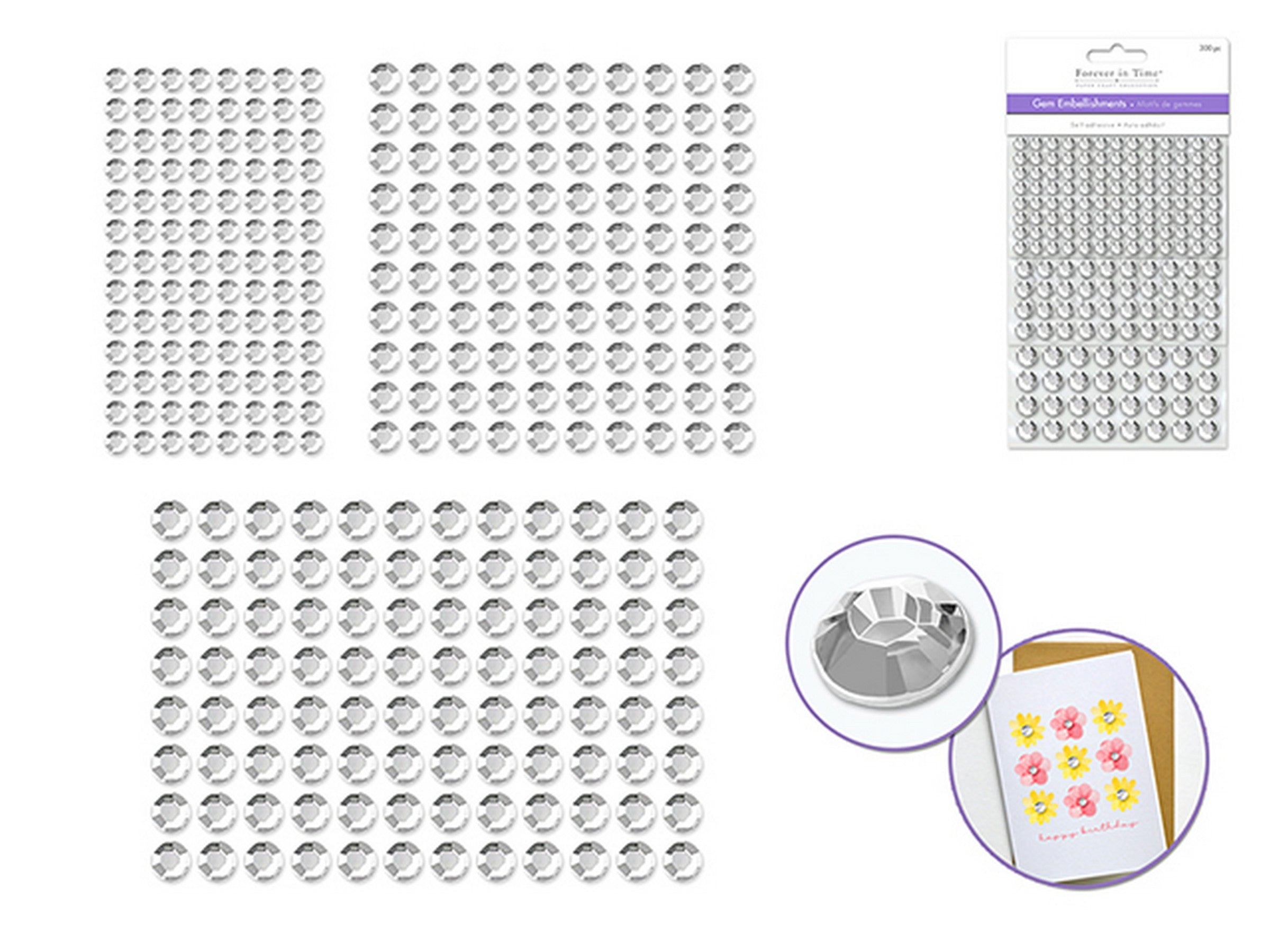 Forever in Time 3 Sheets Gem Embellishments - Crystal 0.25in - 0.3in - 0.4in