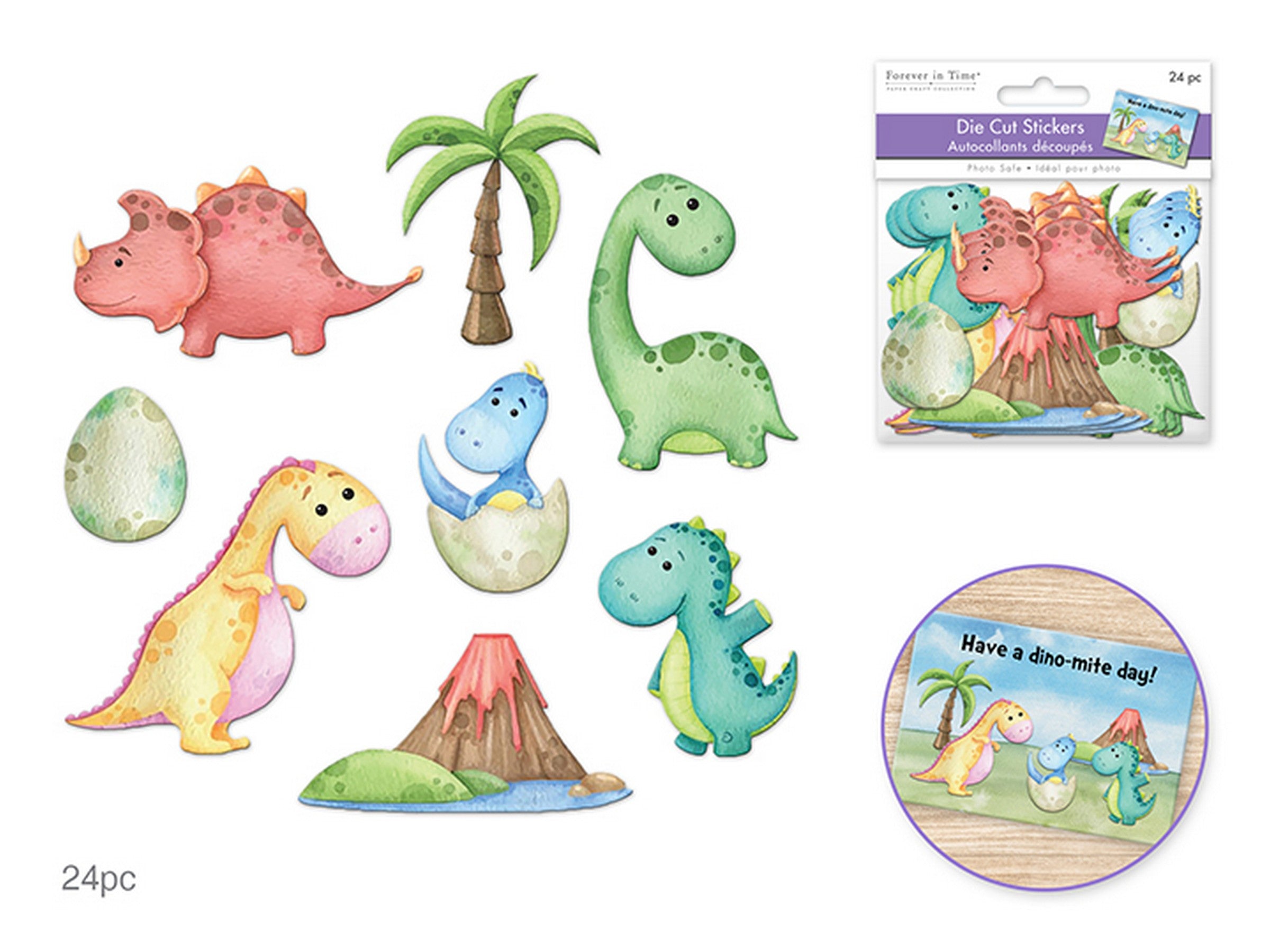 Forever in Time Paper Self-adhesive Die-cut Stickers 24pcs - When Dinosaurs Ruled