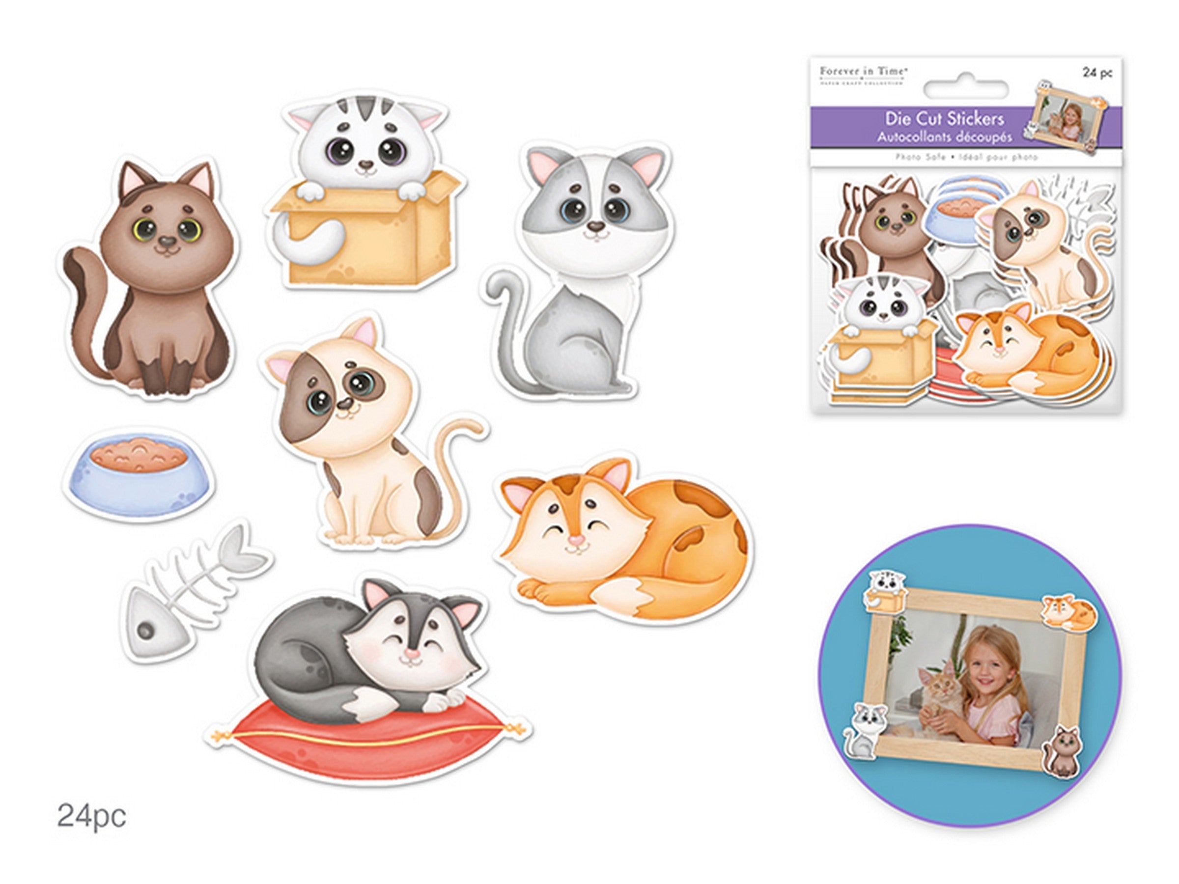 Forever in Time Paper Self-adhesive Die-cut Stickers 24pcs - Cat Life 