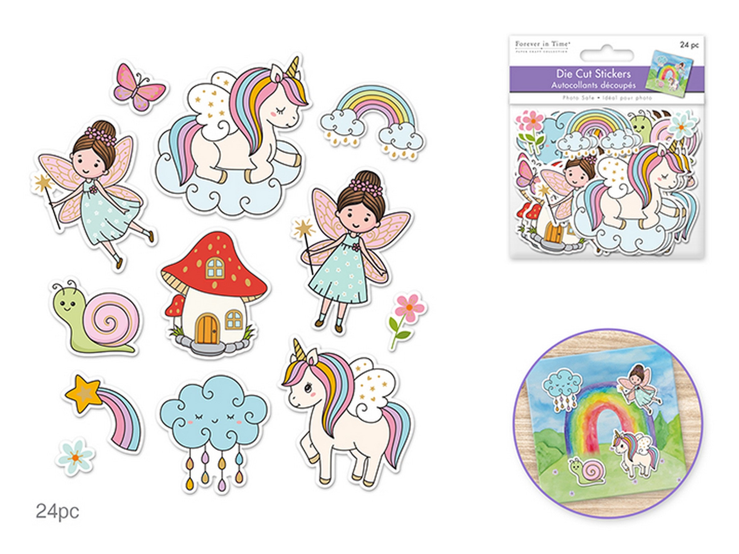 Forever in Time Paper Self-adhesive Die-cut Stickers 24pcs - Fantasia 
