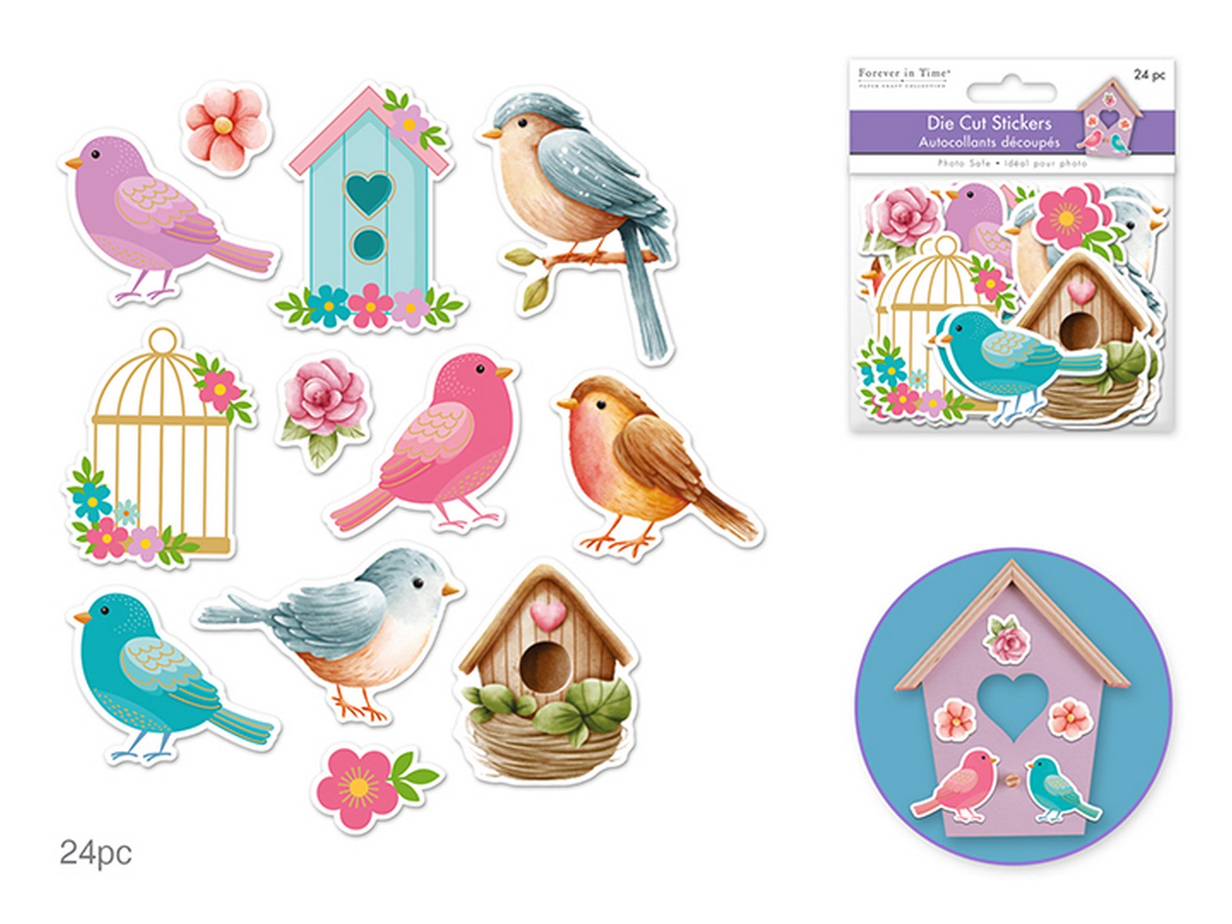 Forever in Time Paper Self-adhesive Die-cut Stickers 24pcs - Birdie World 