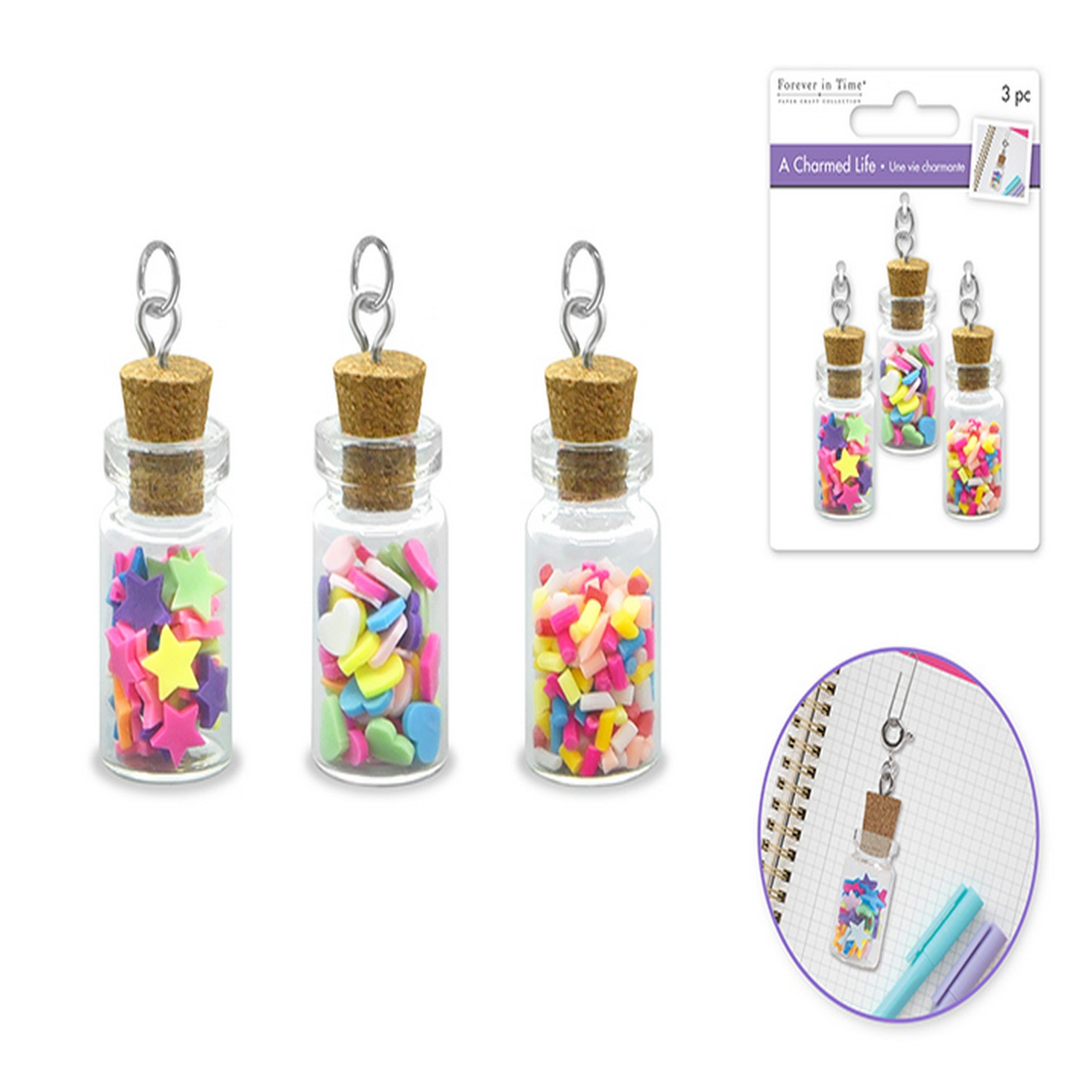 Forever in Time 4 Charms with Hoop Finding - Mini Sprinkle Vials 1in