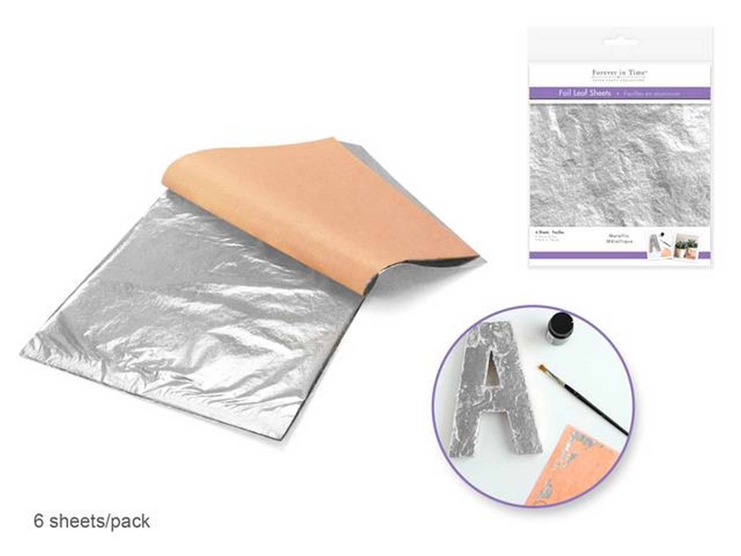 Forever in Time 6 Foil Leaf Sheets Silver 5.5x5.5in