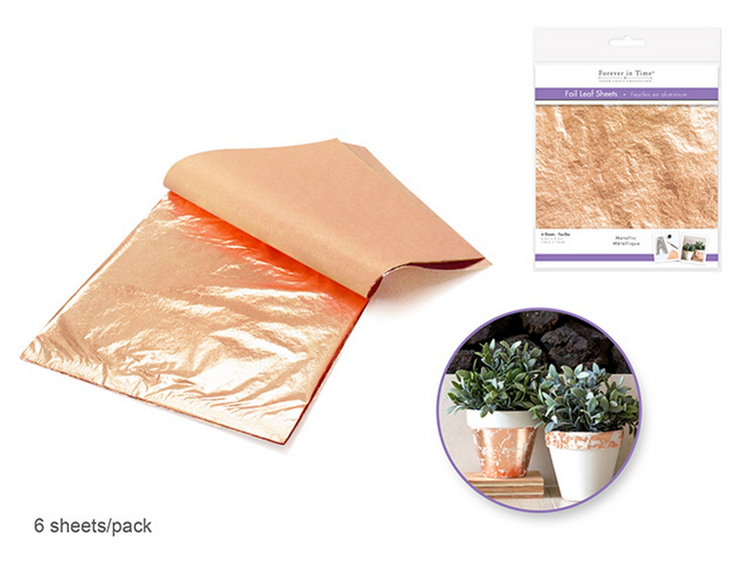 Forever in Time 6 Foil Leaf Sheets Copper 5.5x5.5in