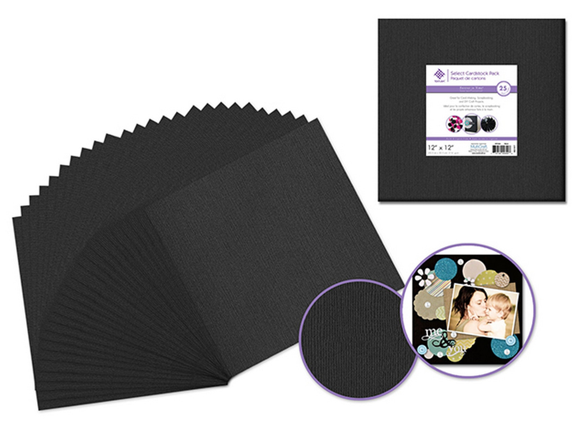 Textured Cardstock Black - Sold Individually 12x12in