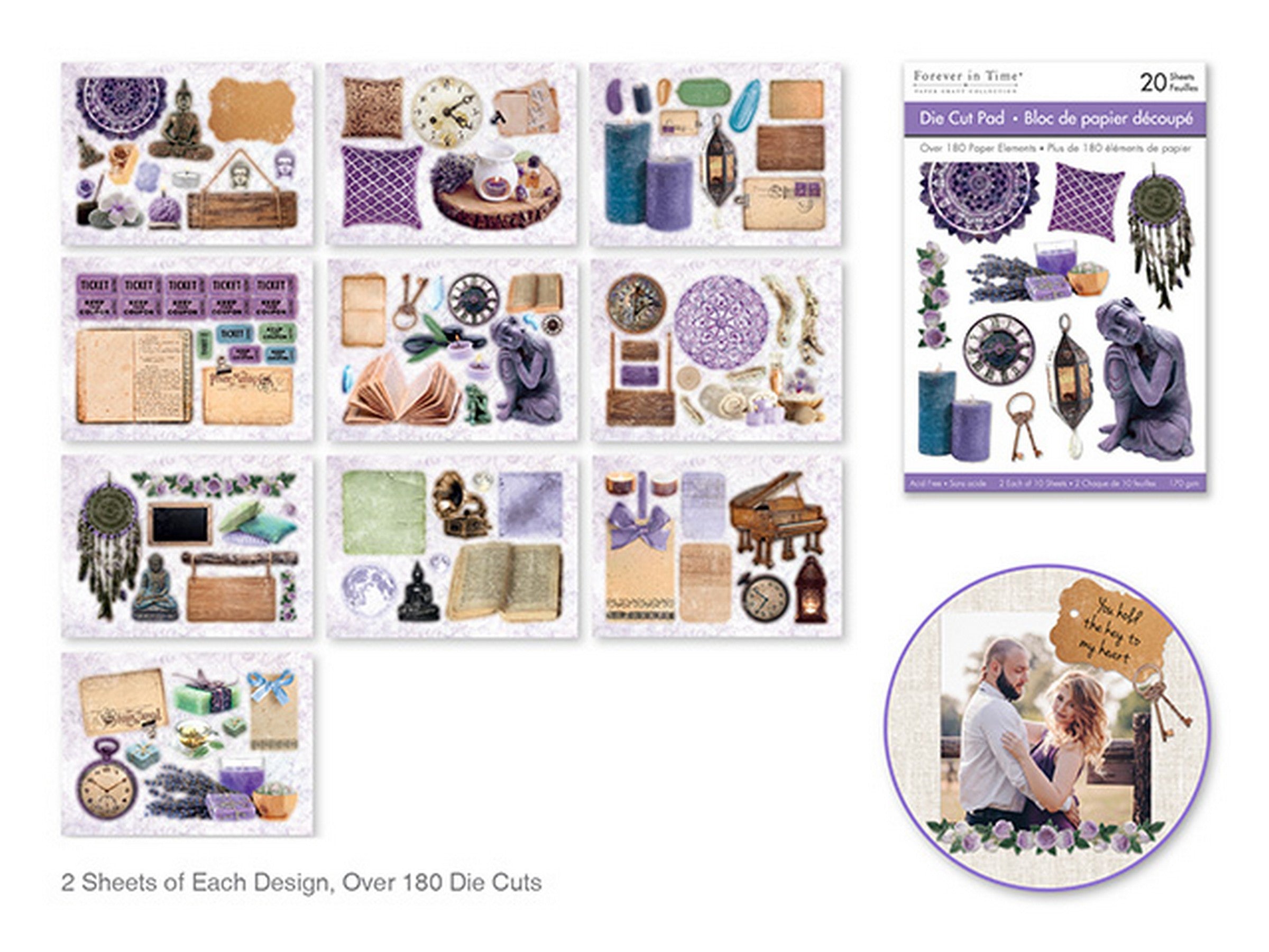 Forever in Time 20 Sheets Die Cut Paper Pad Lavender 5.75x4in sheet
