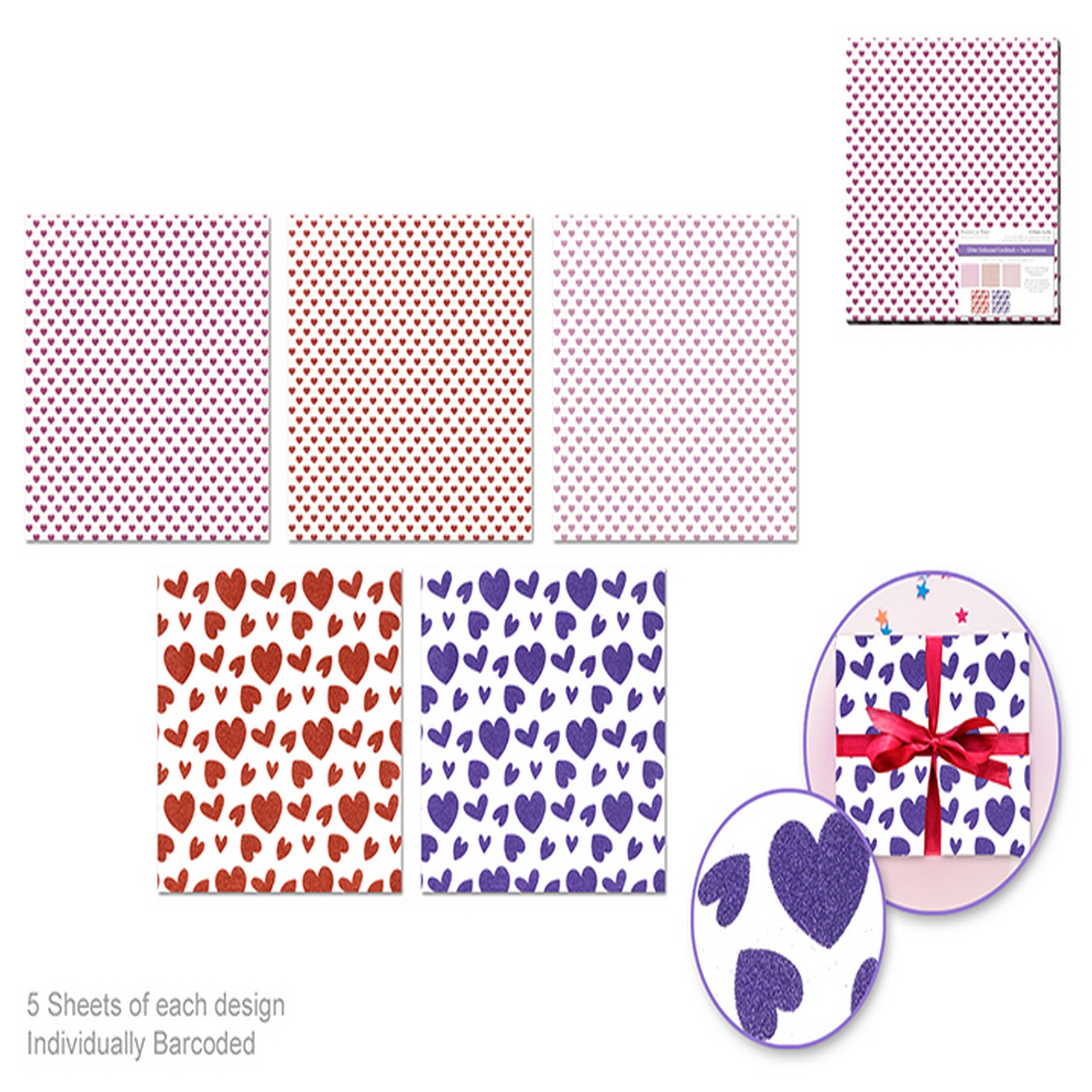 Forever in Time Glitter Cardstock - Heart 12x12in VRT - Each sold Separately 