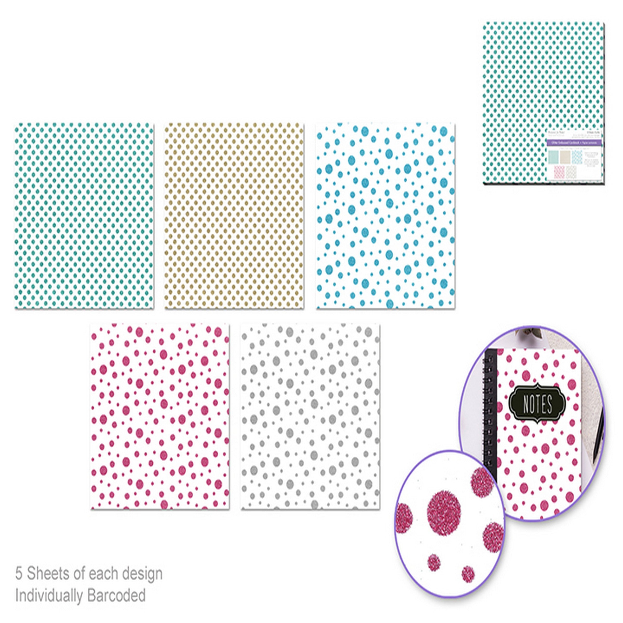 Forever in Time Glitter Cardstock - Dots 12x12in VRT - Each sold Separately 