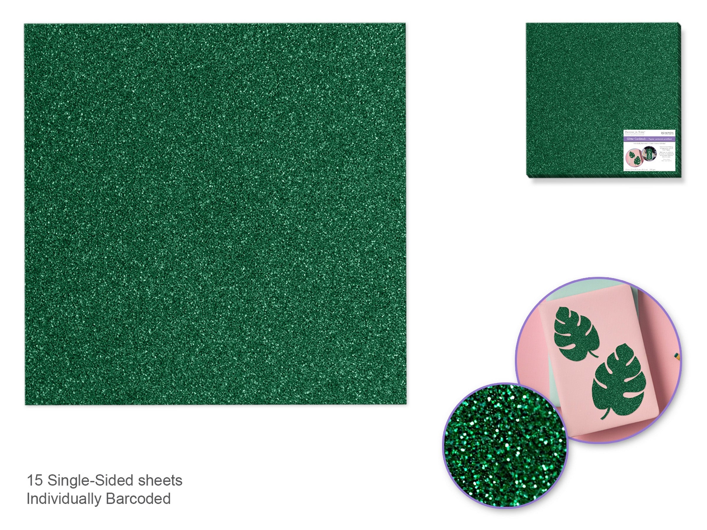 Forever in Time Emerald Glitter Cardstock - Sold Individualy 12x12in