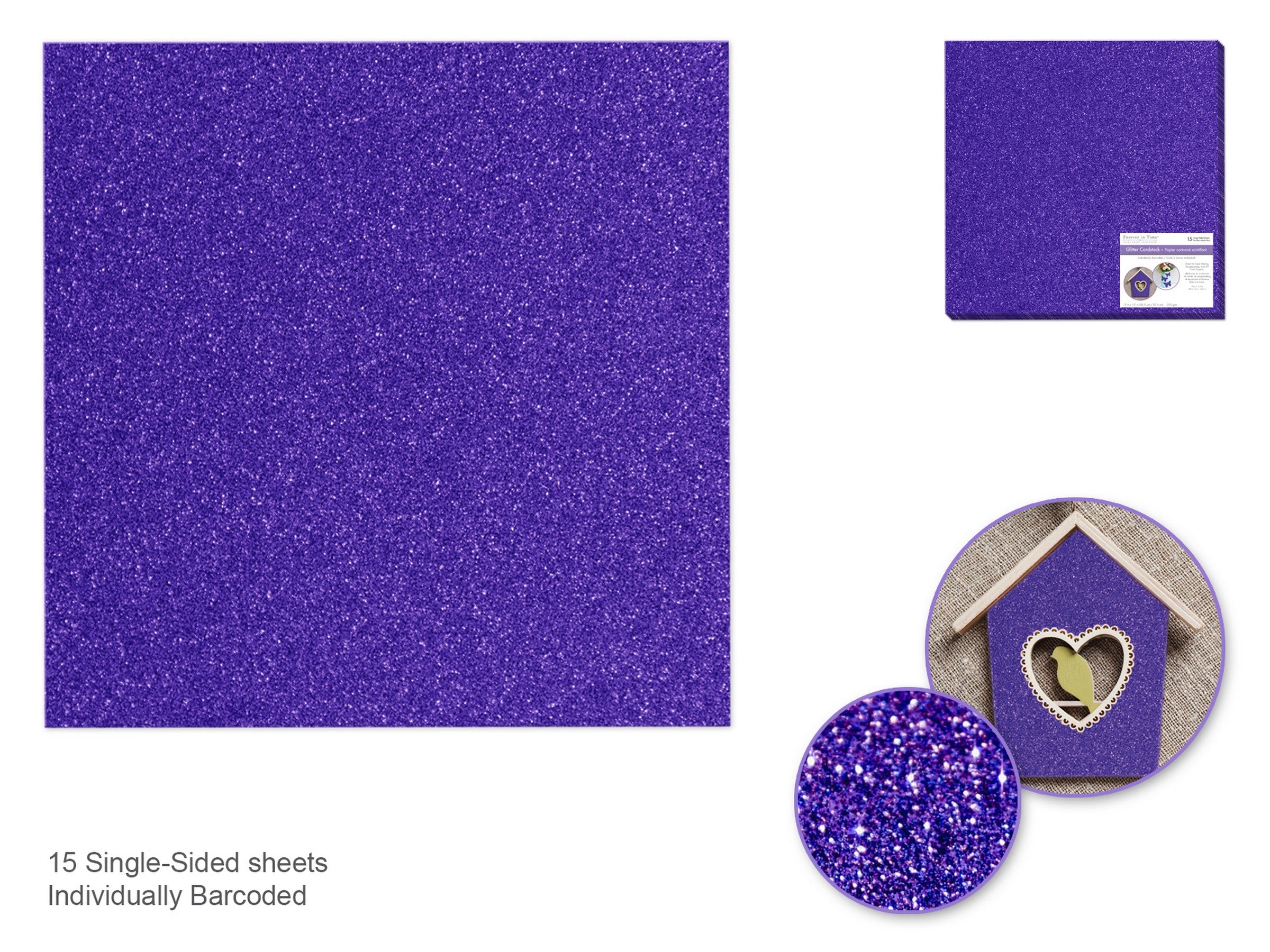 Forever in Time Purple Glitter Cardstock - Sold Individualy 12x12in