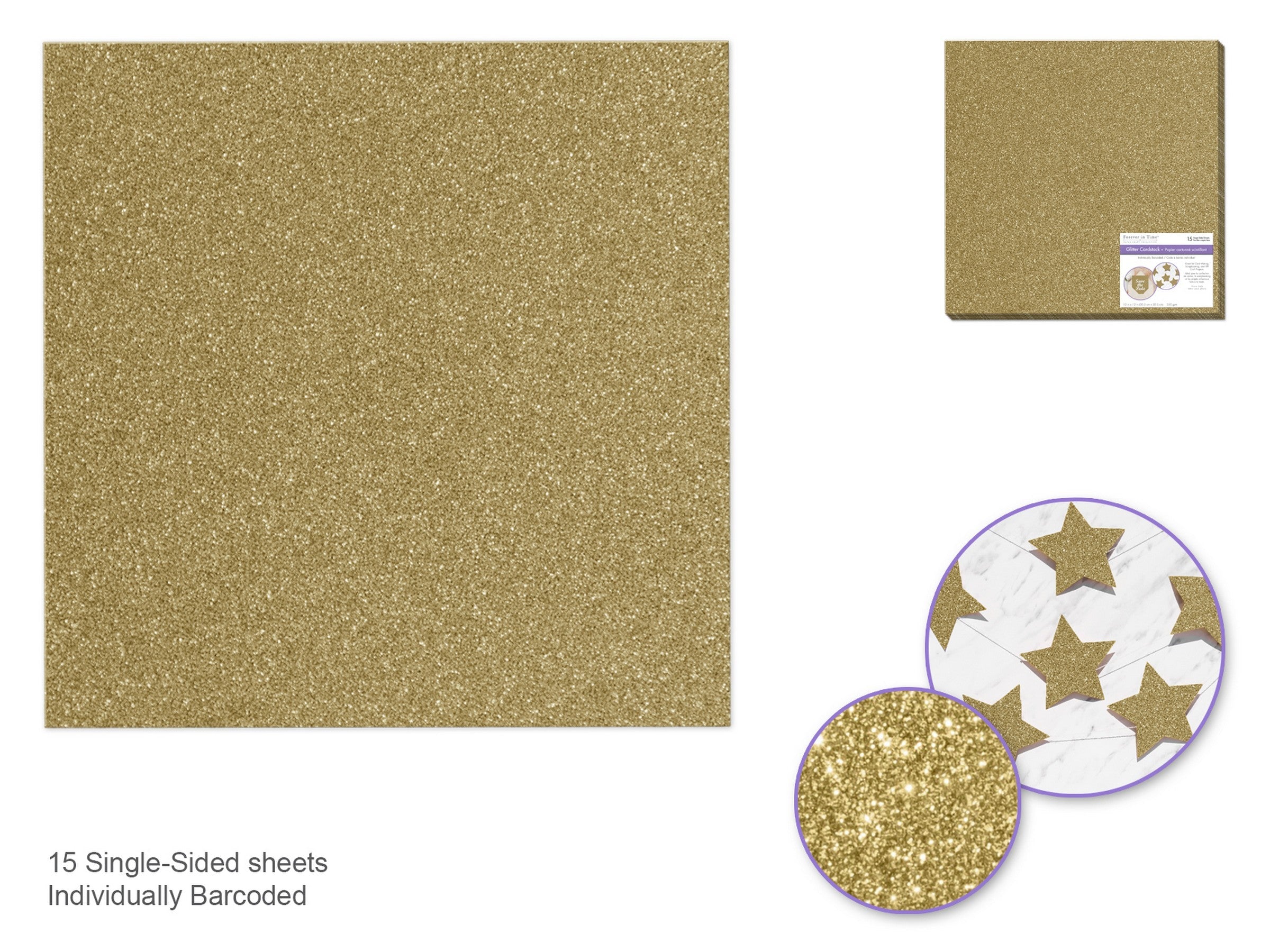 Forever in Time Gold Glitter Cardstock - Sold Individualy 12x12in