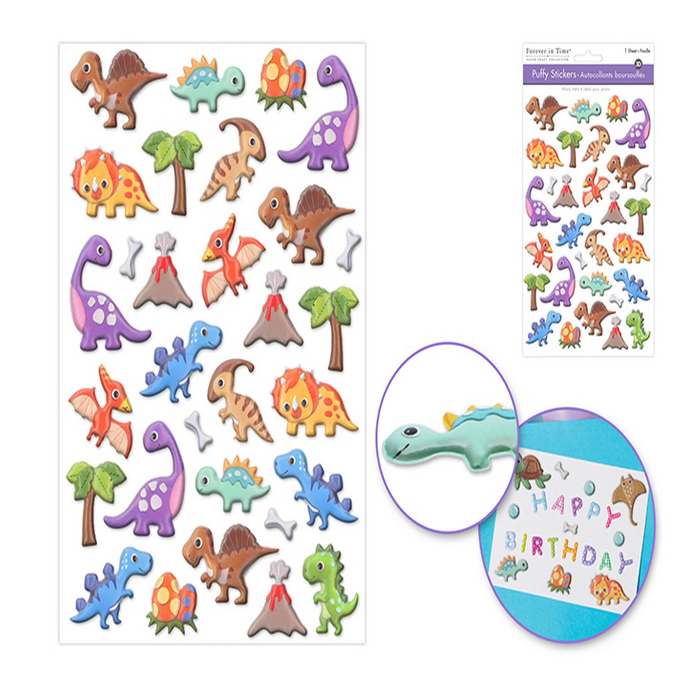 Forever in Time 3D Puffy Sheen Stickers - Dino 5.5x8.3in